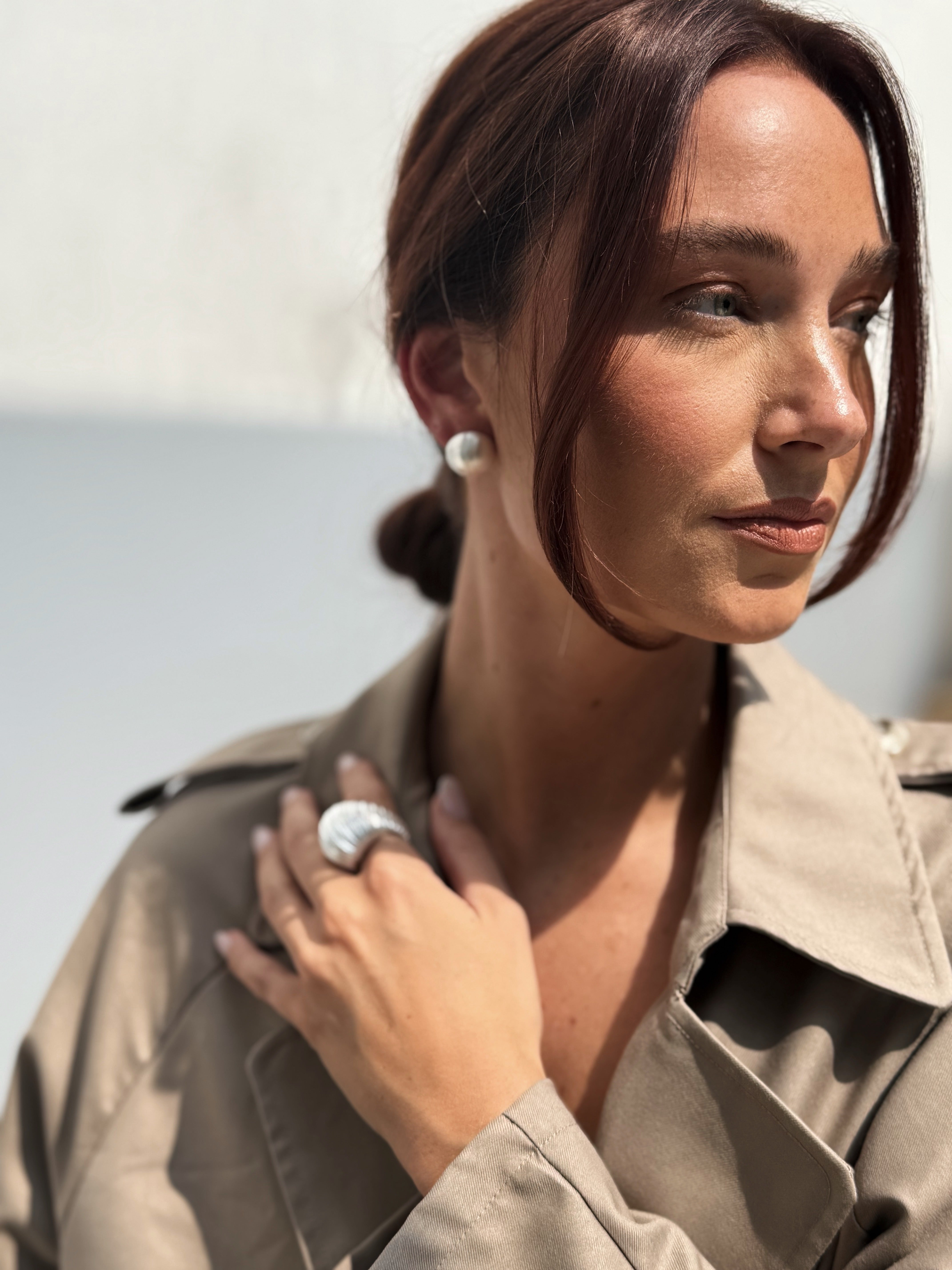 Brushed Button Stud Earrings