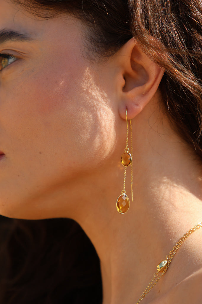 Double Citrine Earrings