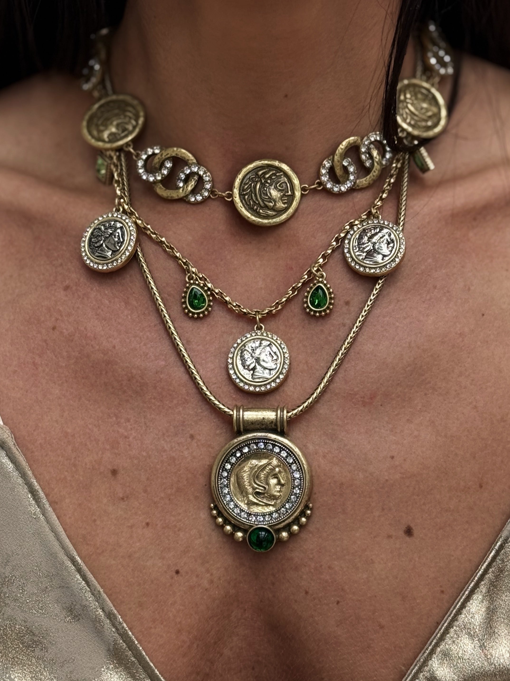 Brushed Coin Charm Necklace