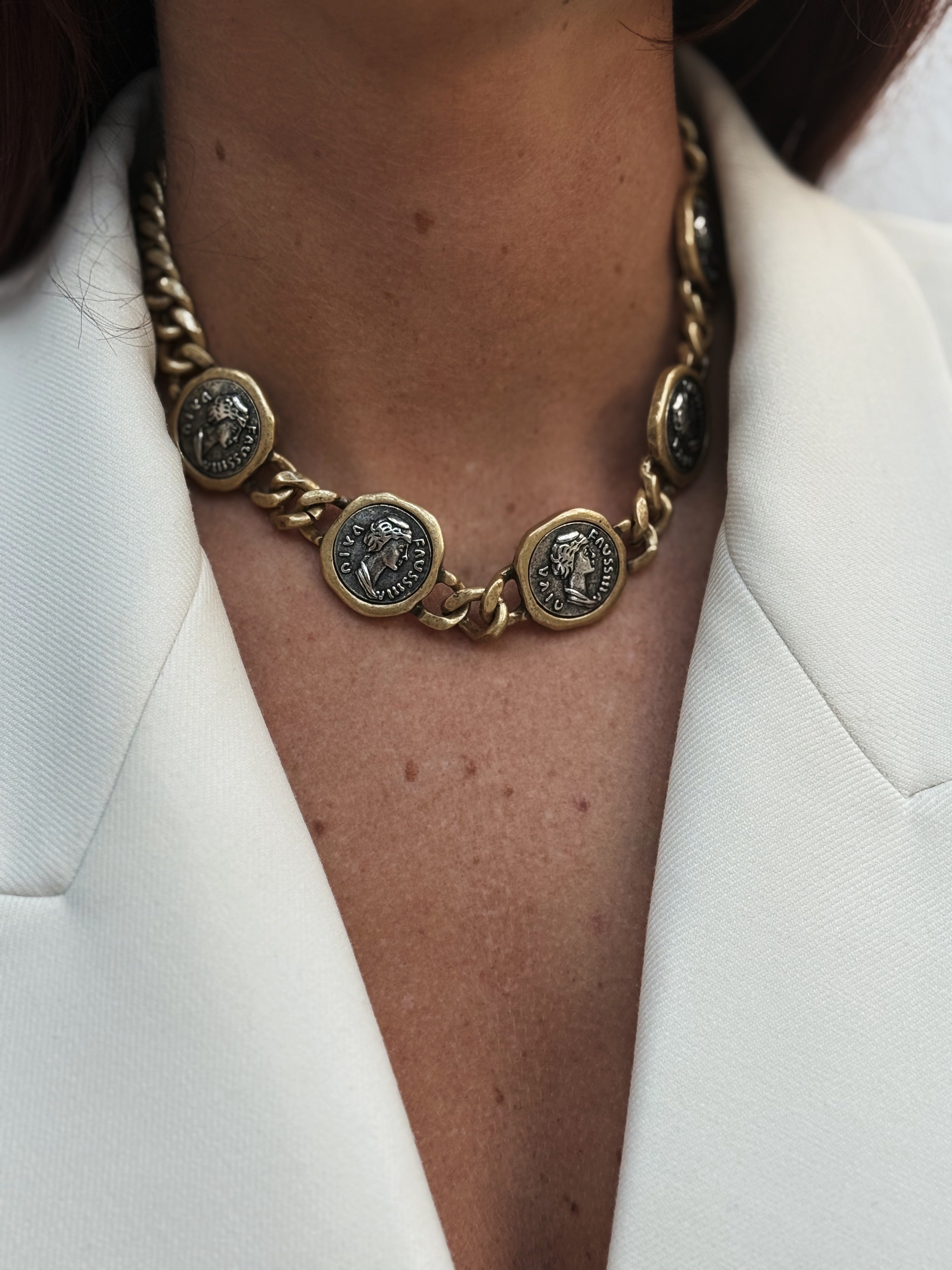 Brushed Cuban Chain Coin Necklace