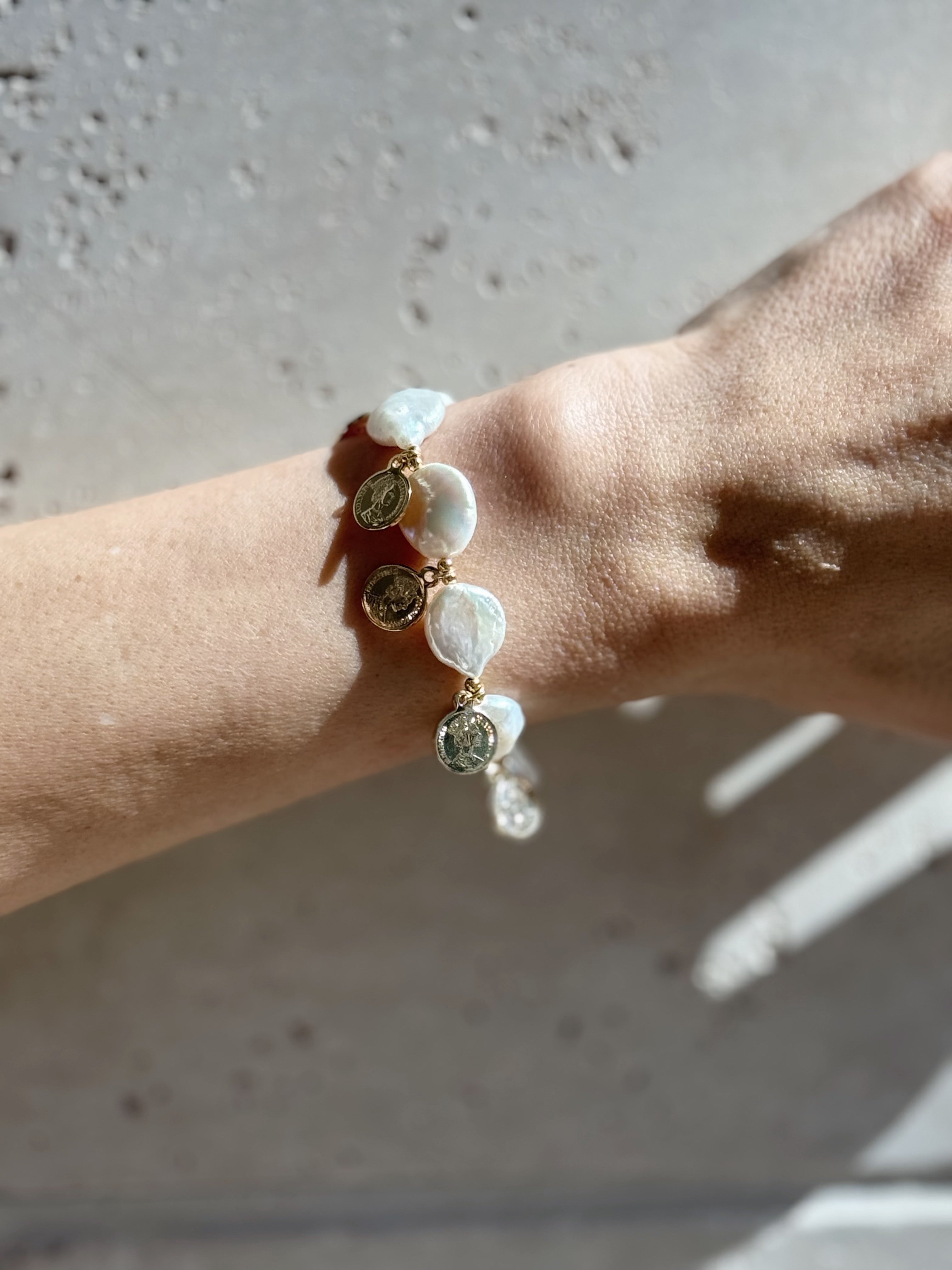 Pearl and Coin Bracelet