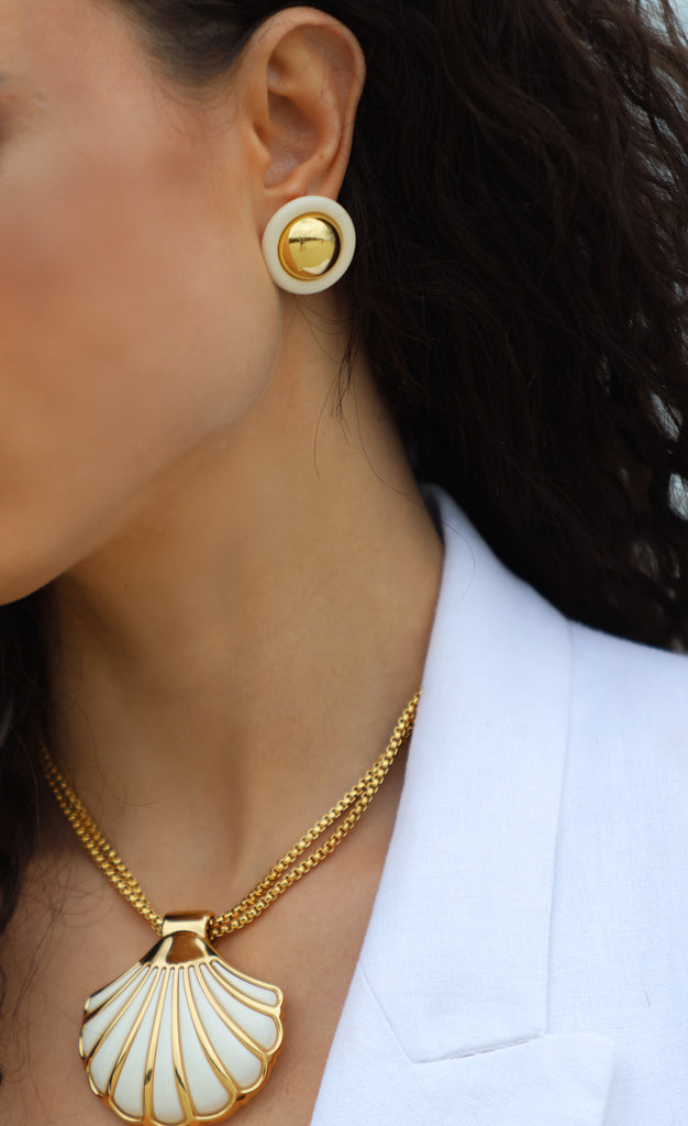 Ivory Enamel Studs
