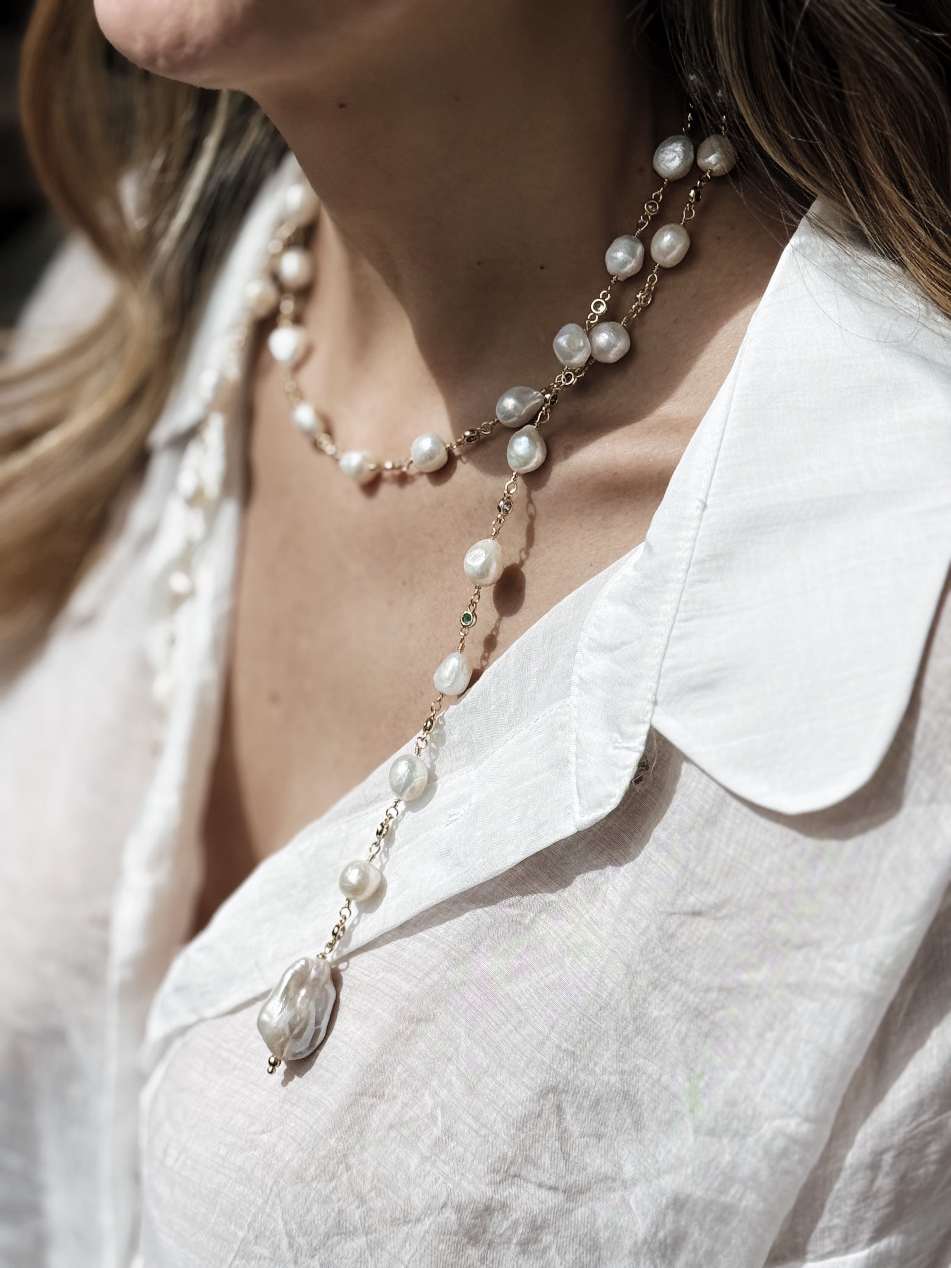 Lasso Pearl Lariat Necklace