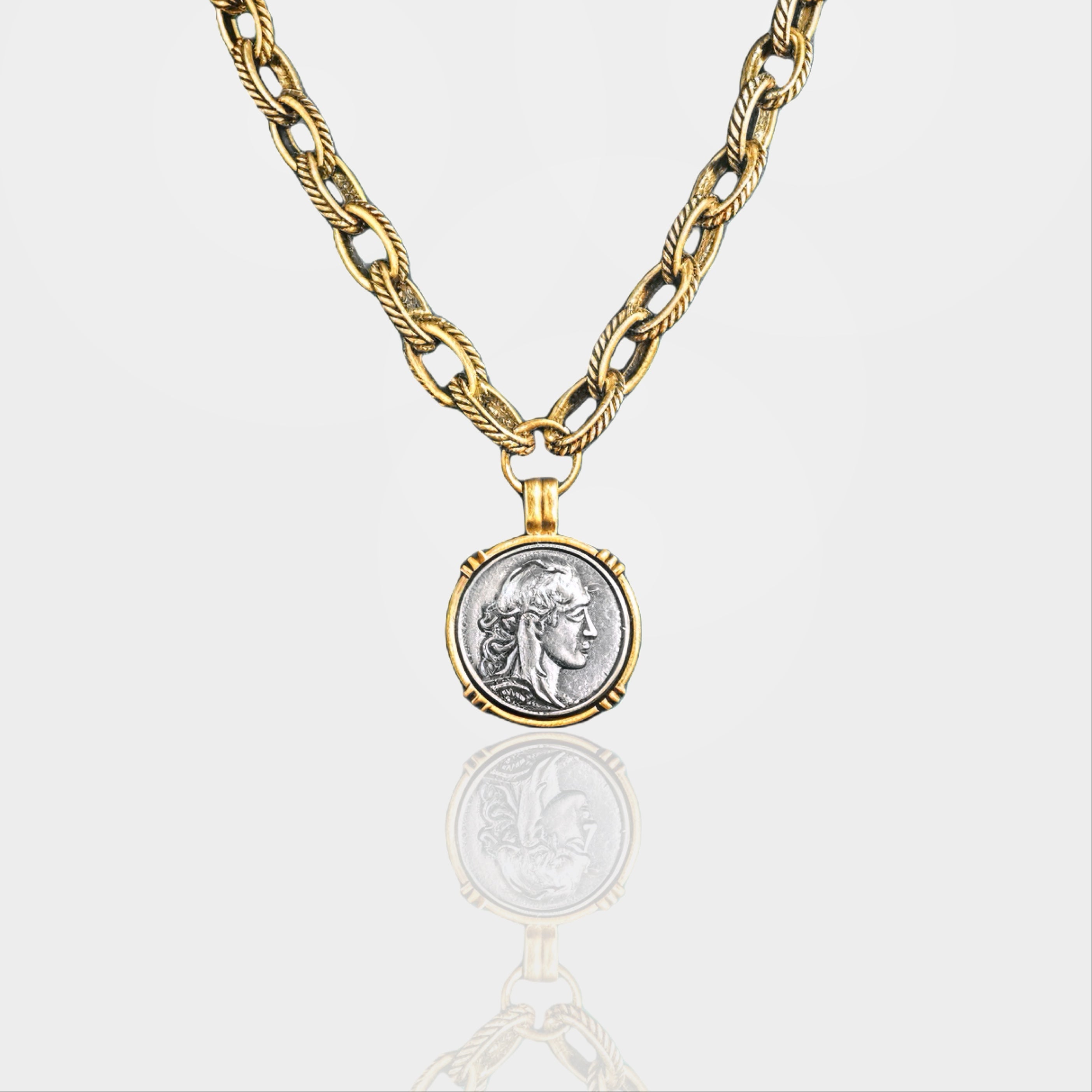 Brushed Pendant Coin Necklace