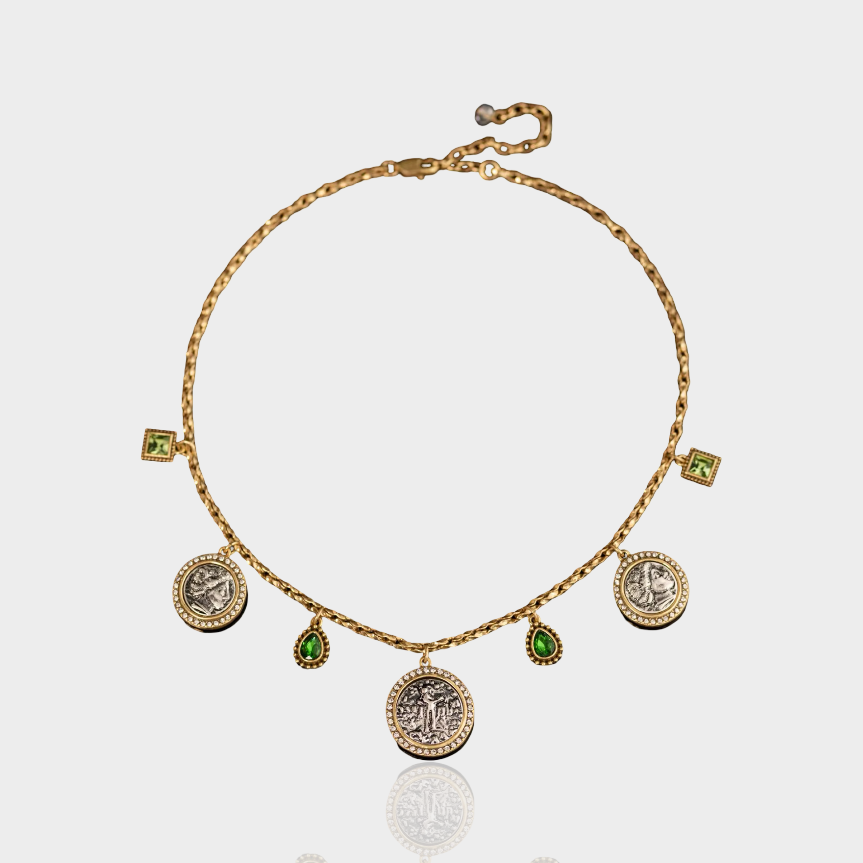 Brushed Coin Charm Necklace