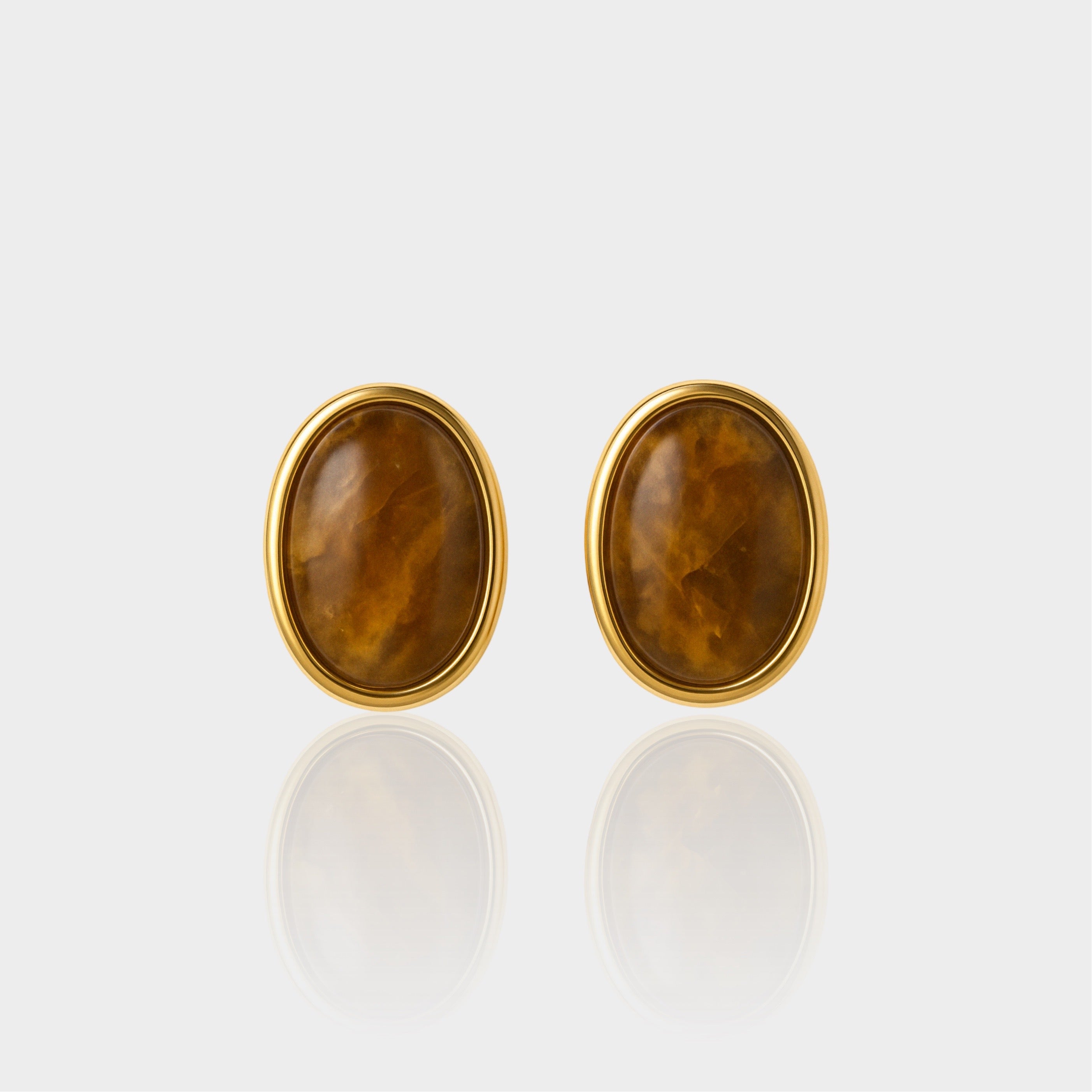 Tiger Eye Oval Earrings
