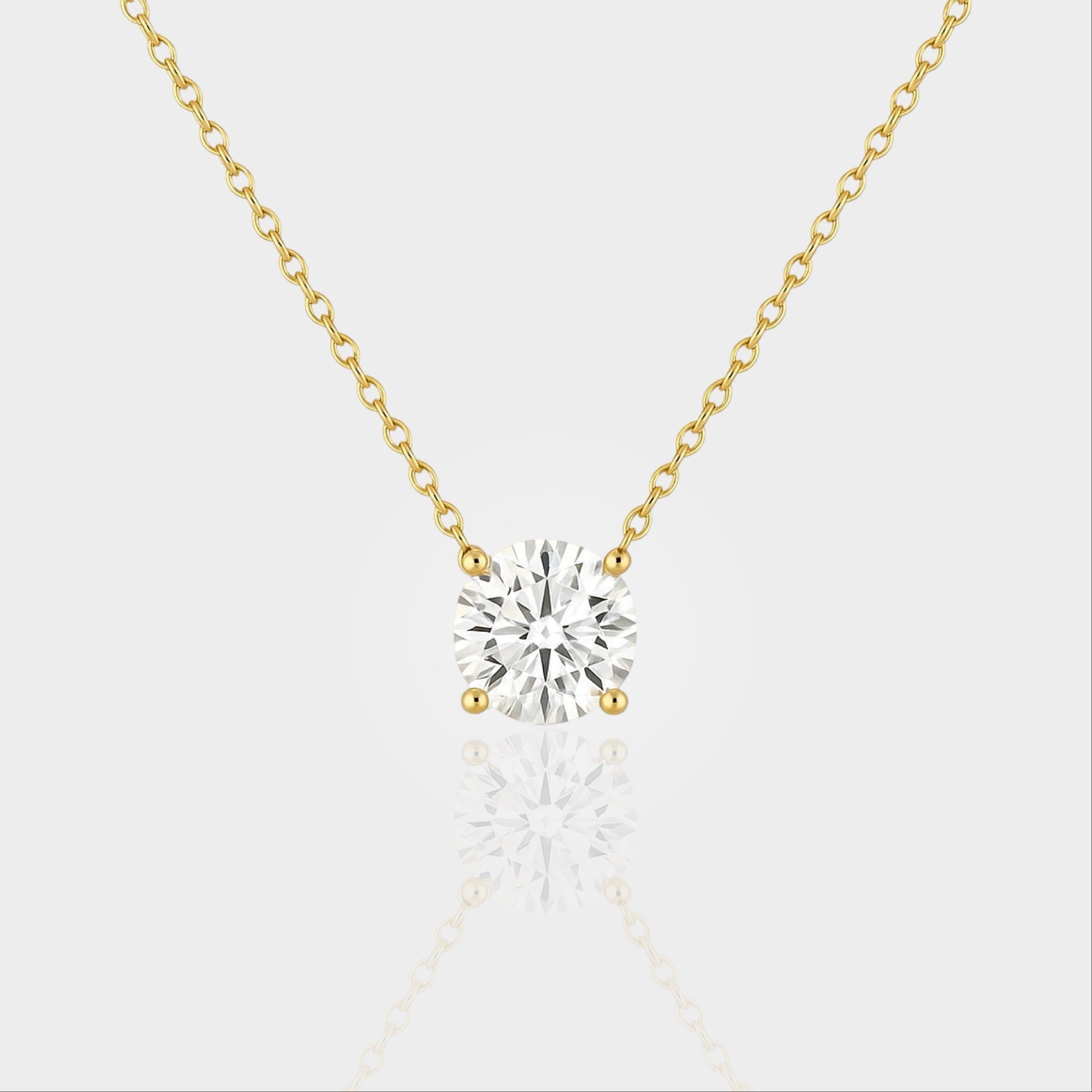 Solitaire Round Moissanite 3ct Pendant Necklace