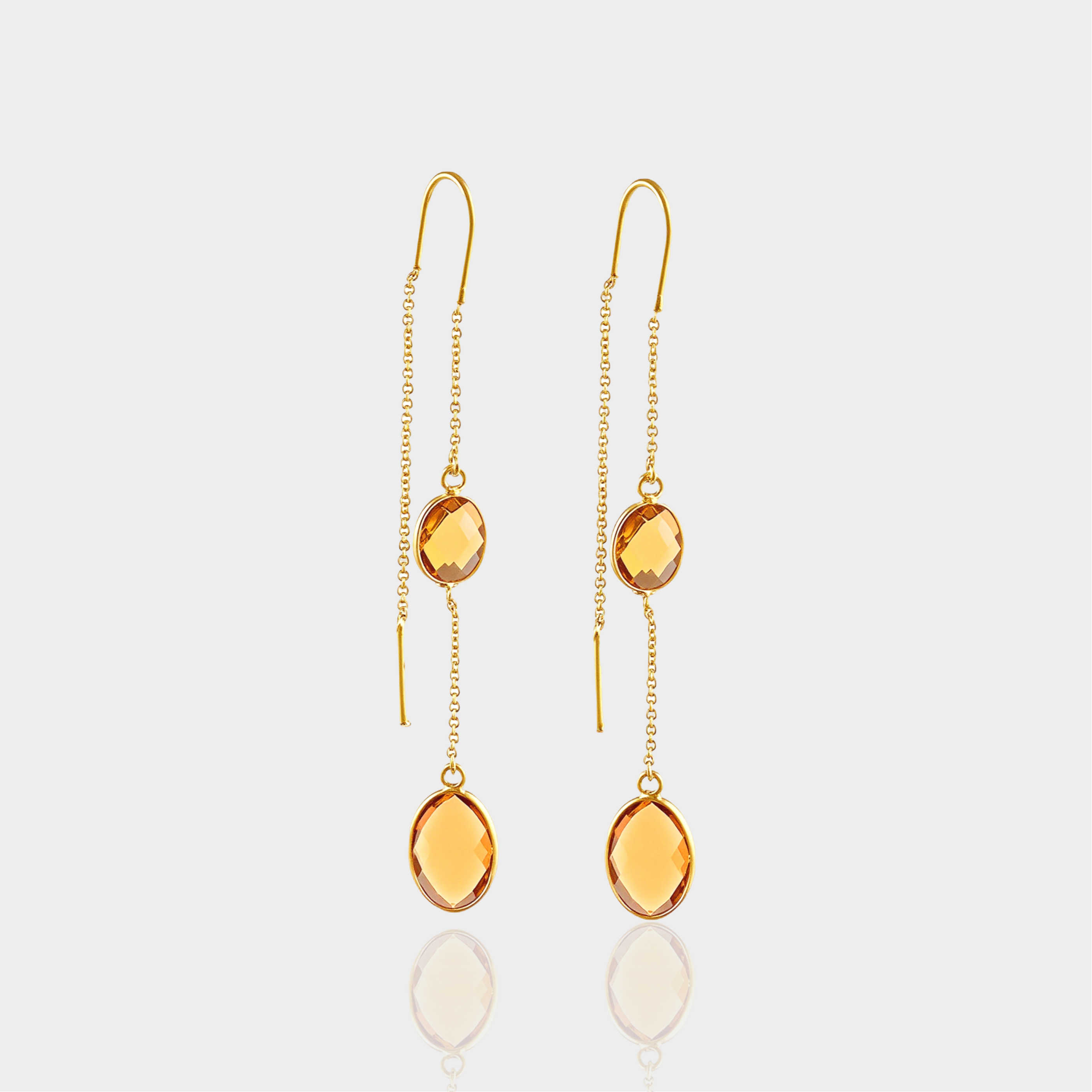 Double Citrine Earrings