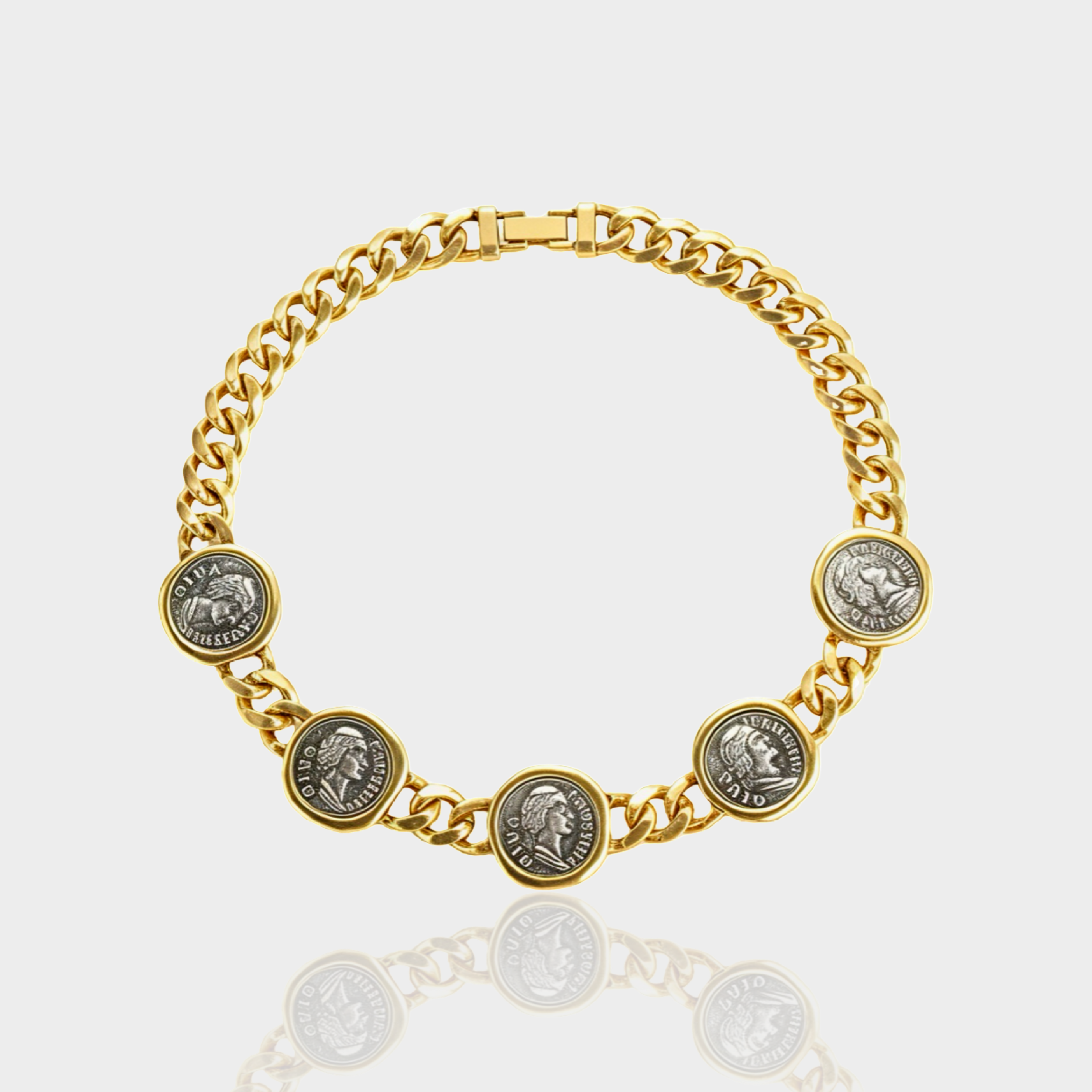 Brushed Cuban Chain Coin Necklace