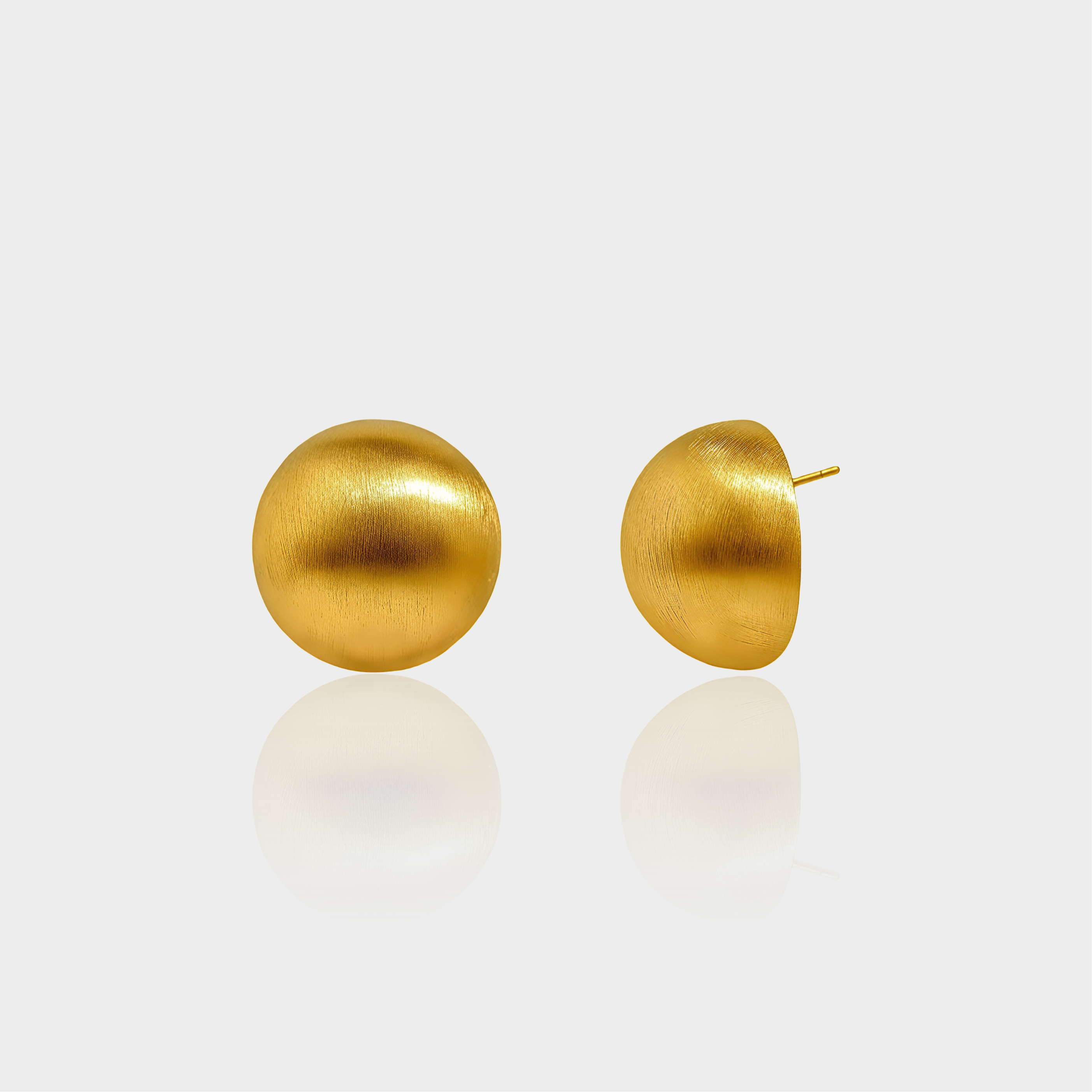 Brushed Button Stud Earrings