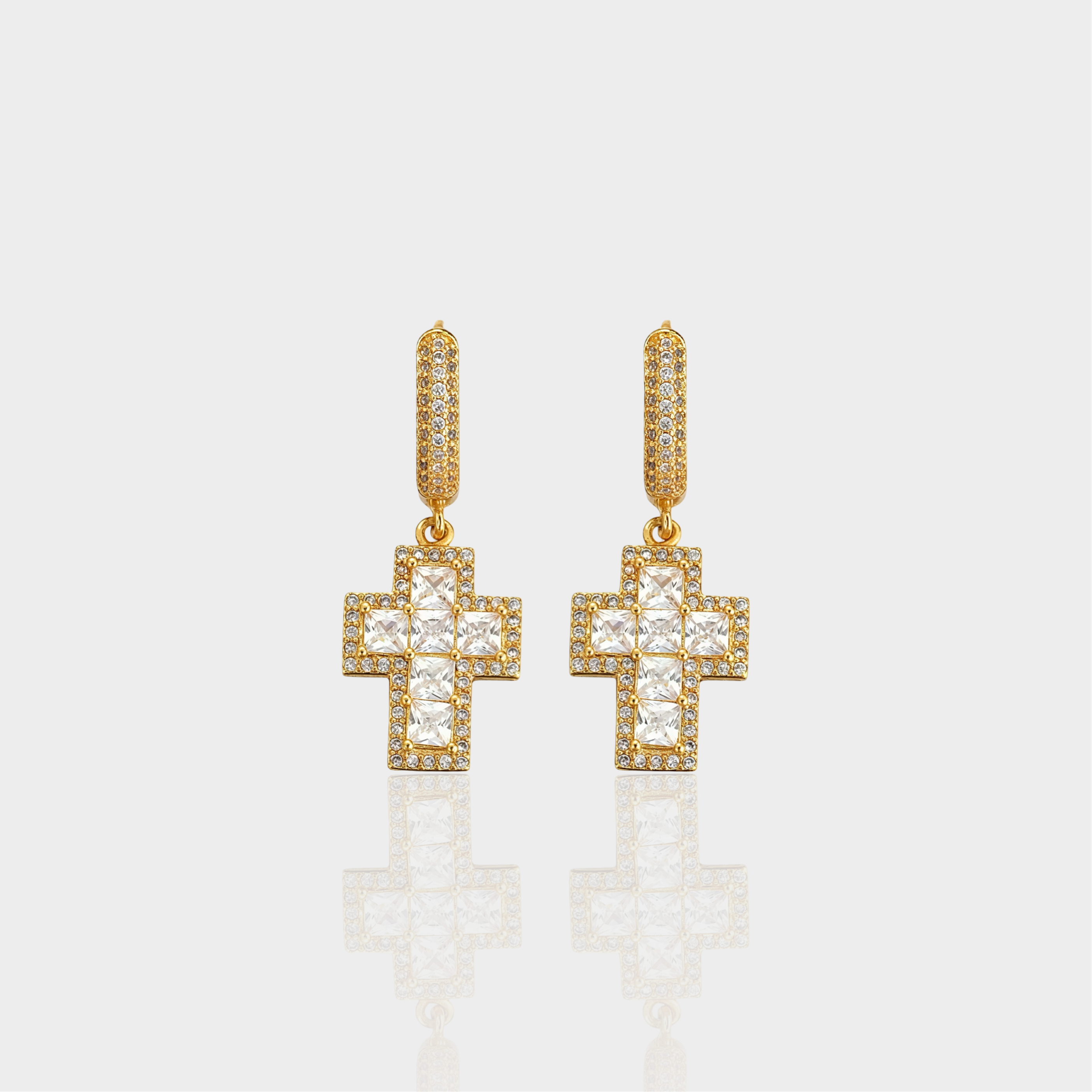 Frosted Cross Earrings