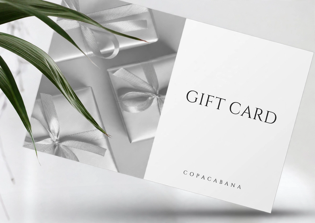 Copacabana Jewelry gift card with silver gift boxes