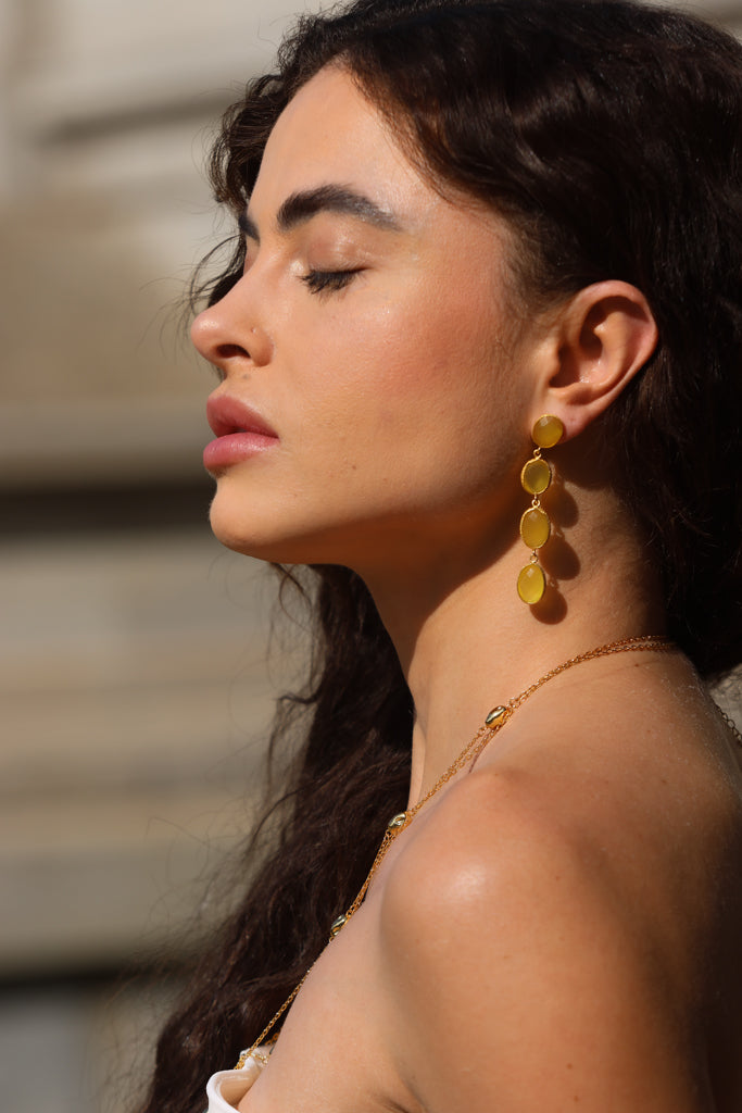 Yellow Onyx Drop Earrings