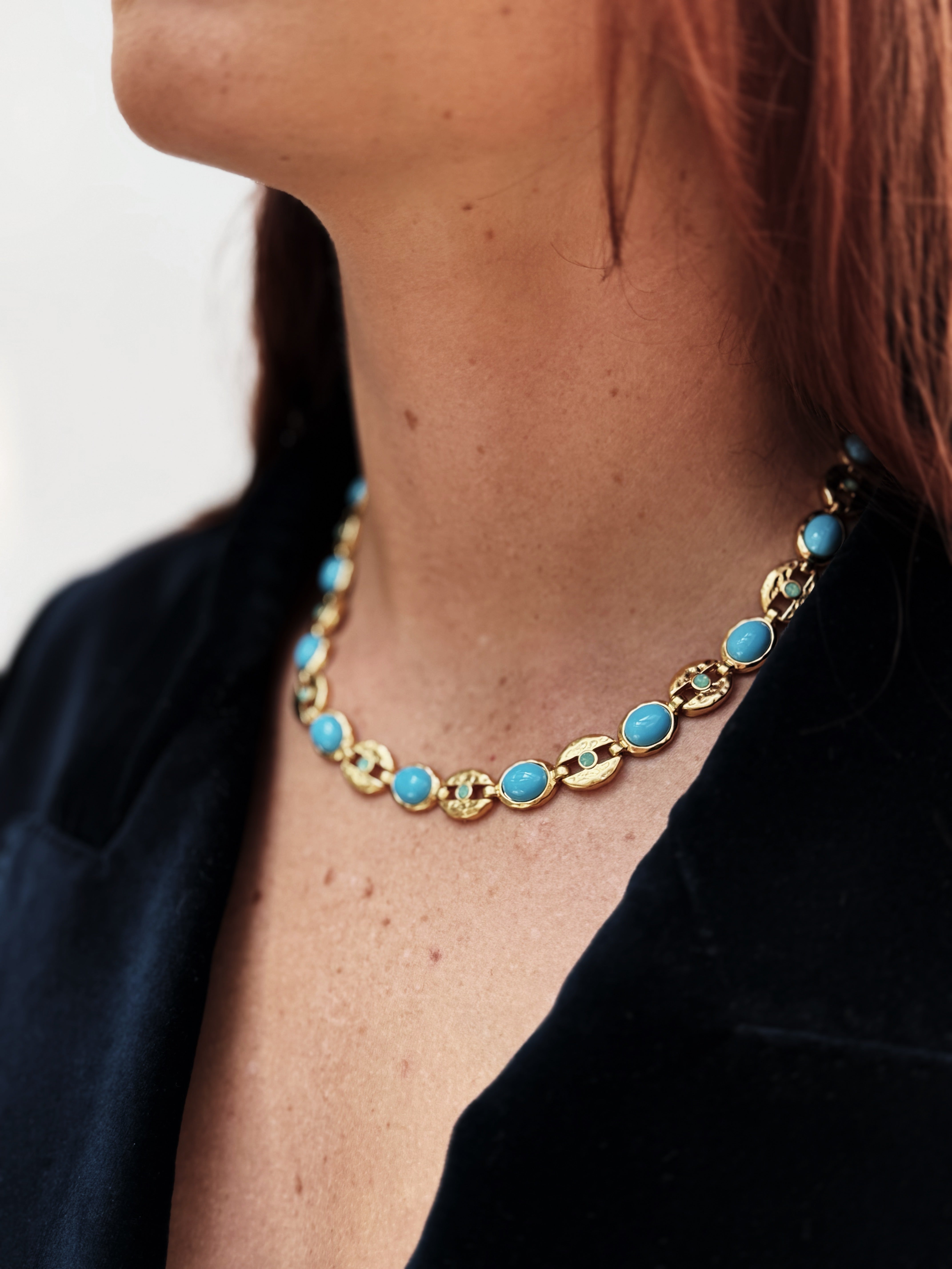 Stone Drop Chain Necklace
