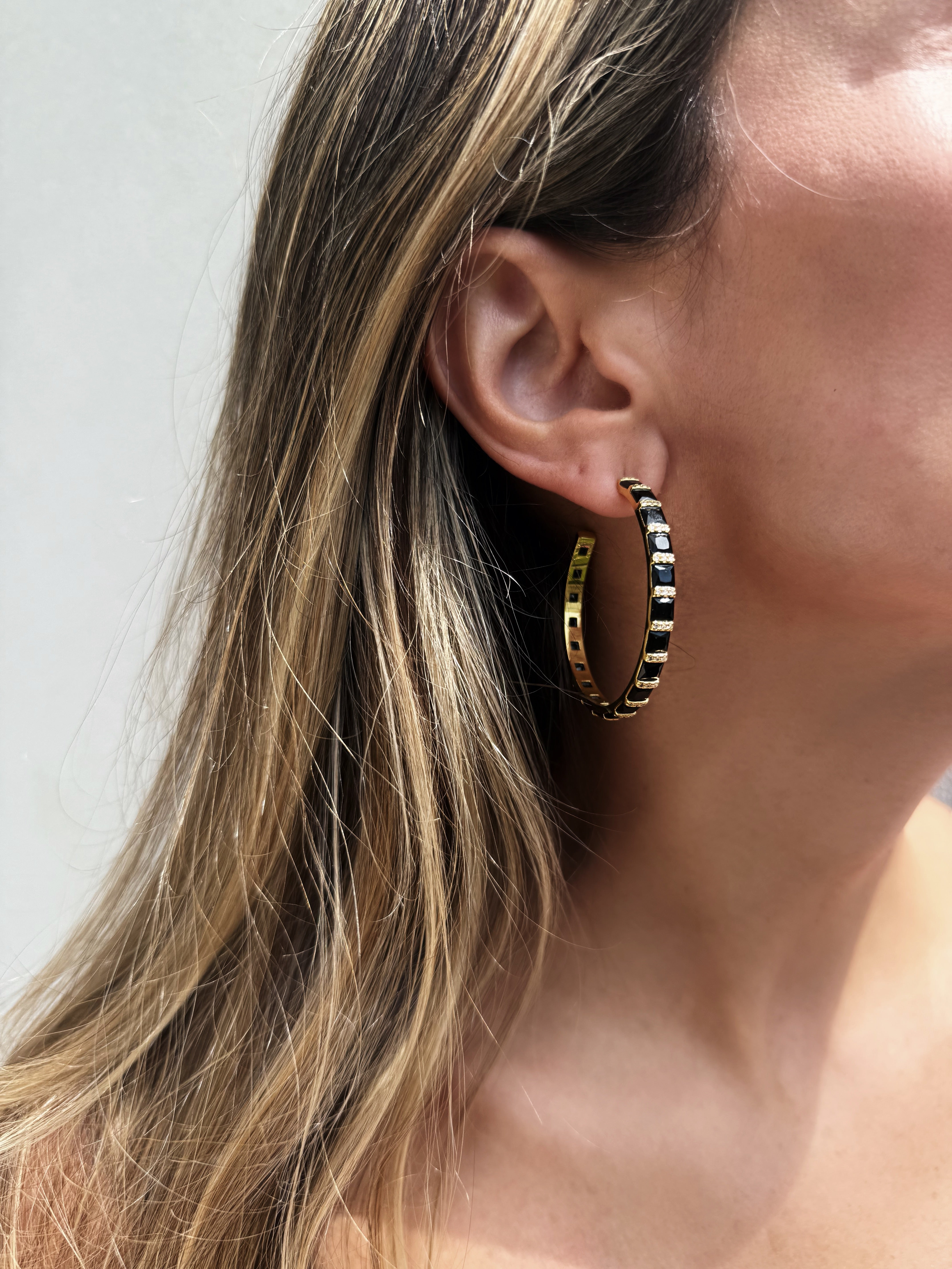 Black Zircon Hoops