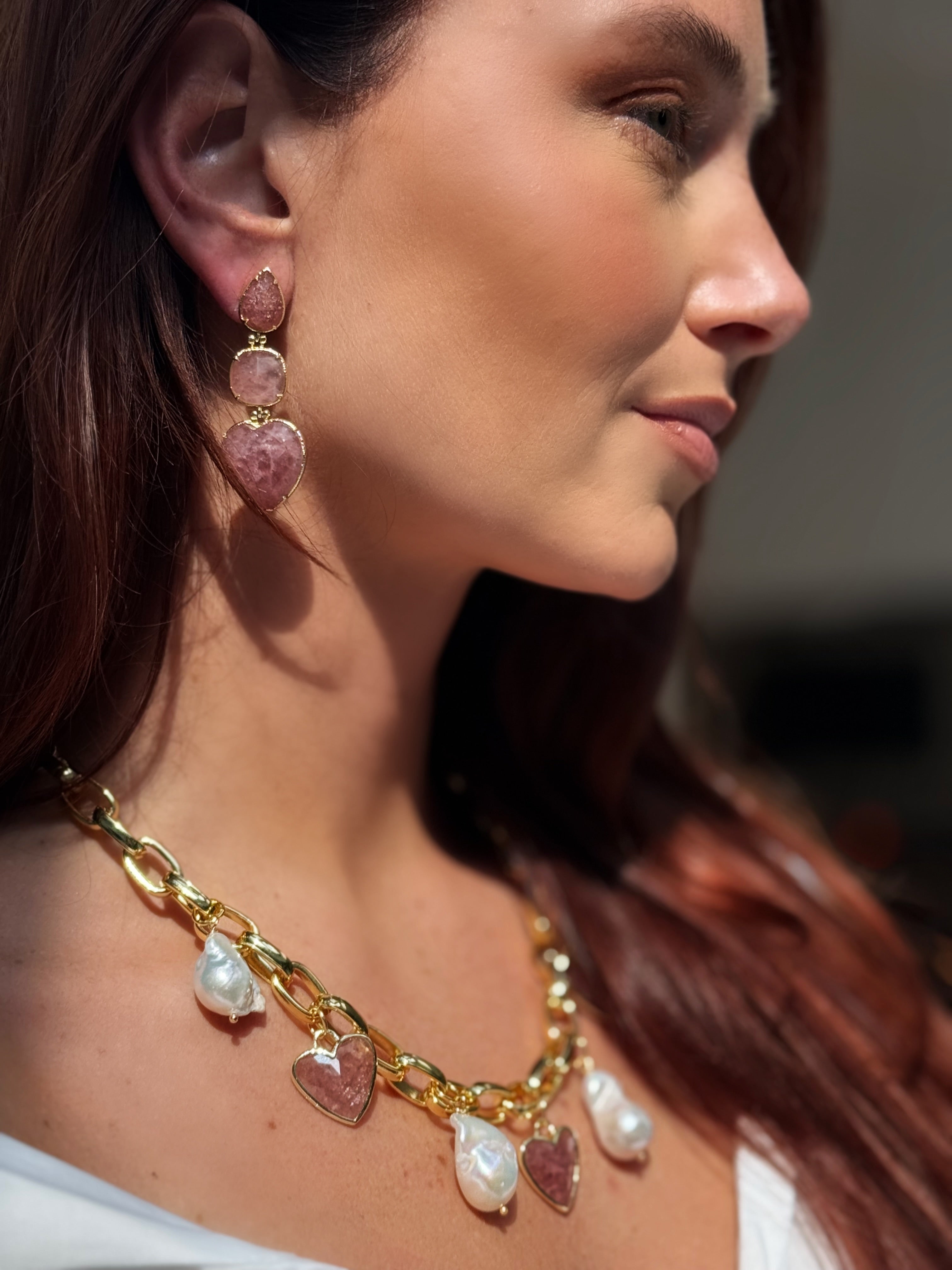 Strawberry Quartz Drop Earrings