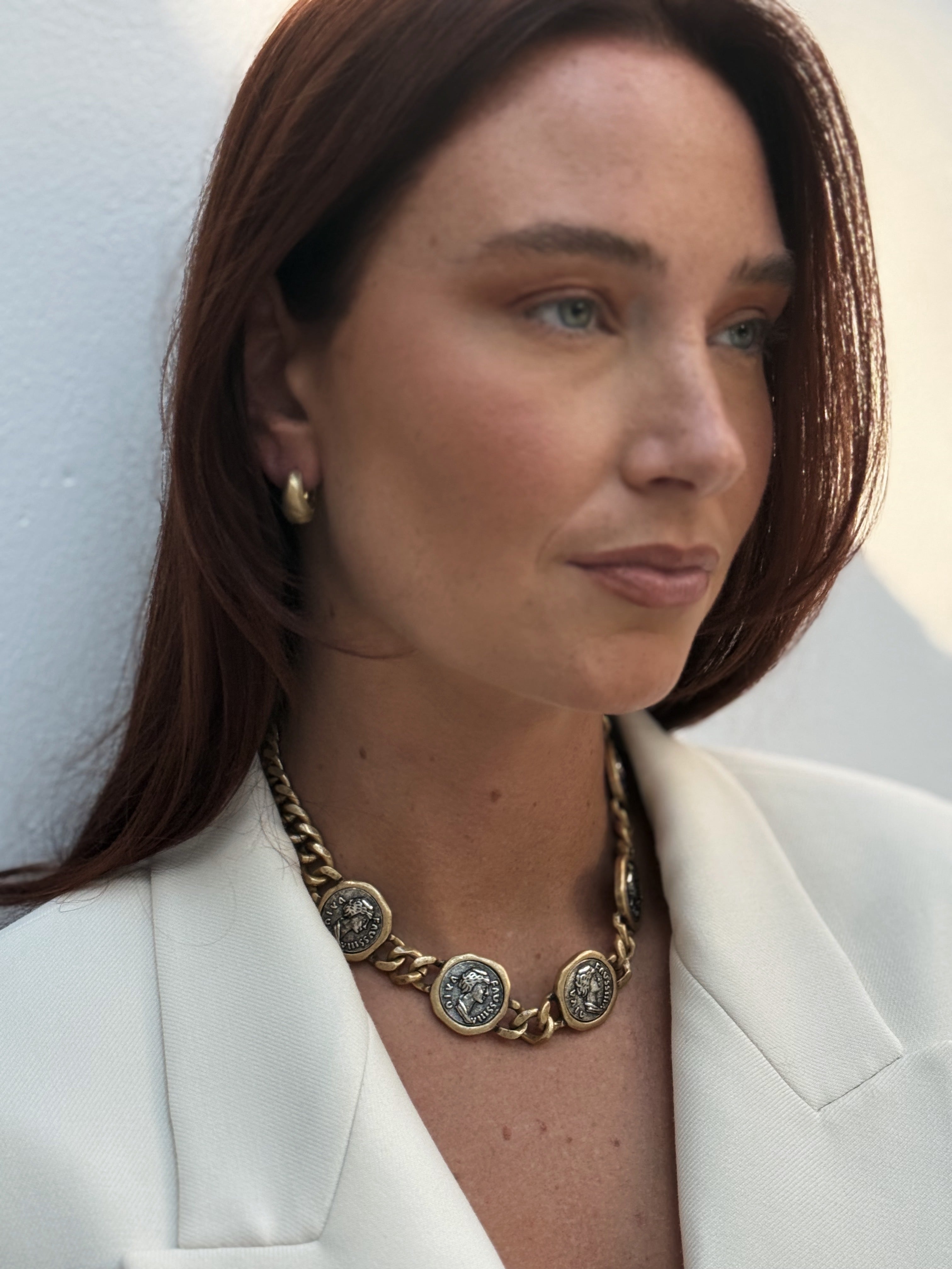 Brushed Cuban Chain Coin Necklace