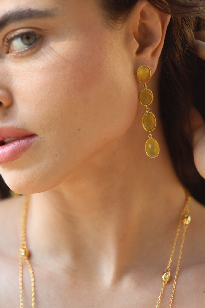 Yellow Onyx Drop Earrings