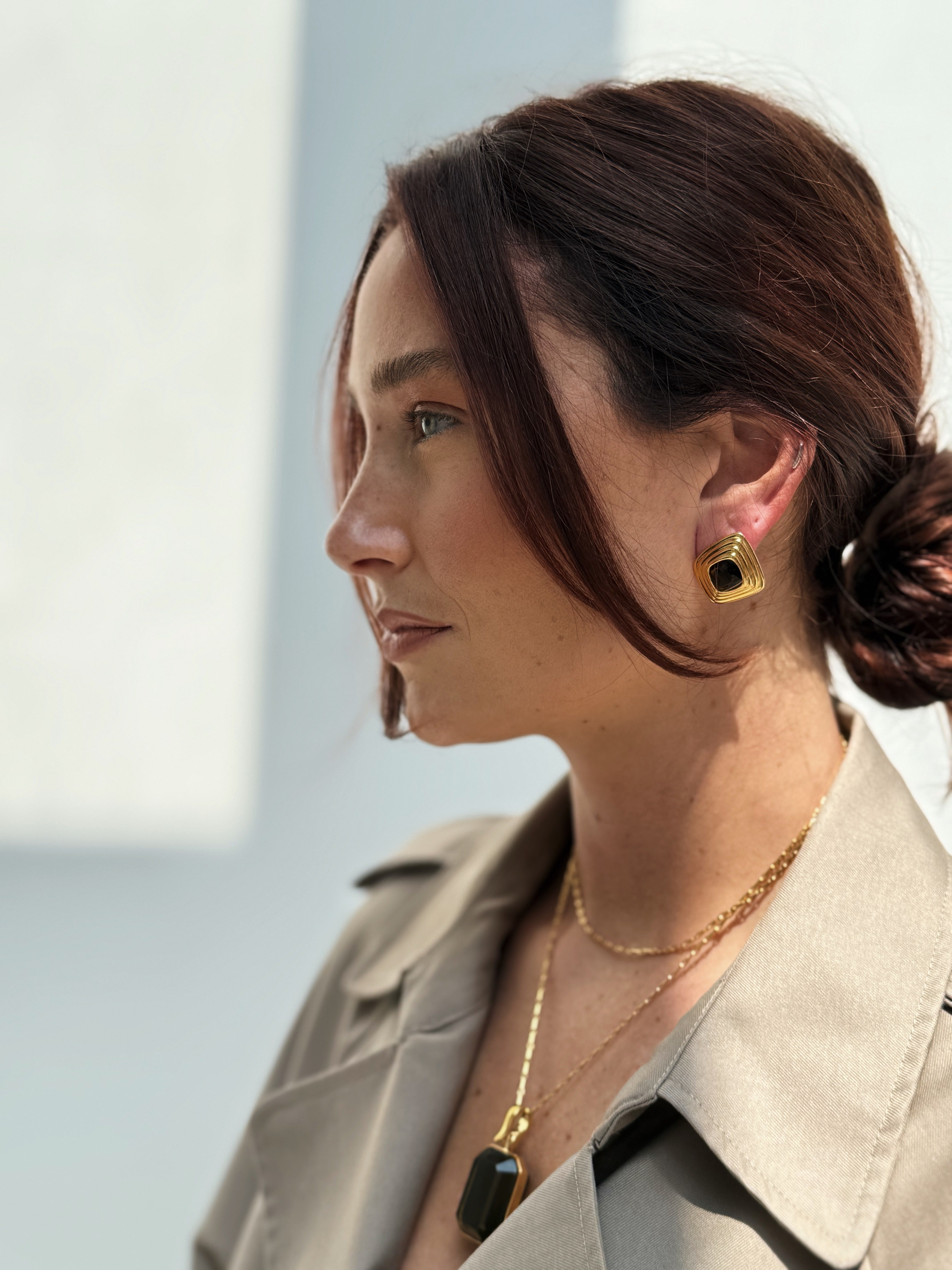 Ridge Brown Gold Earrings