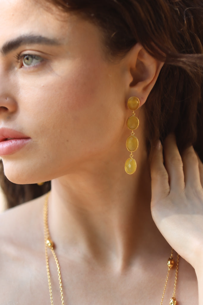Yellow Onyx Drop Earrings