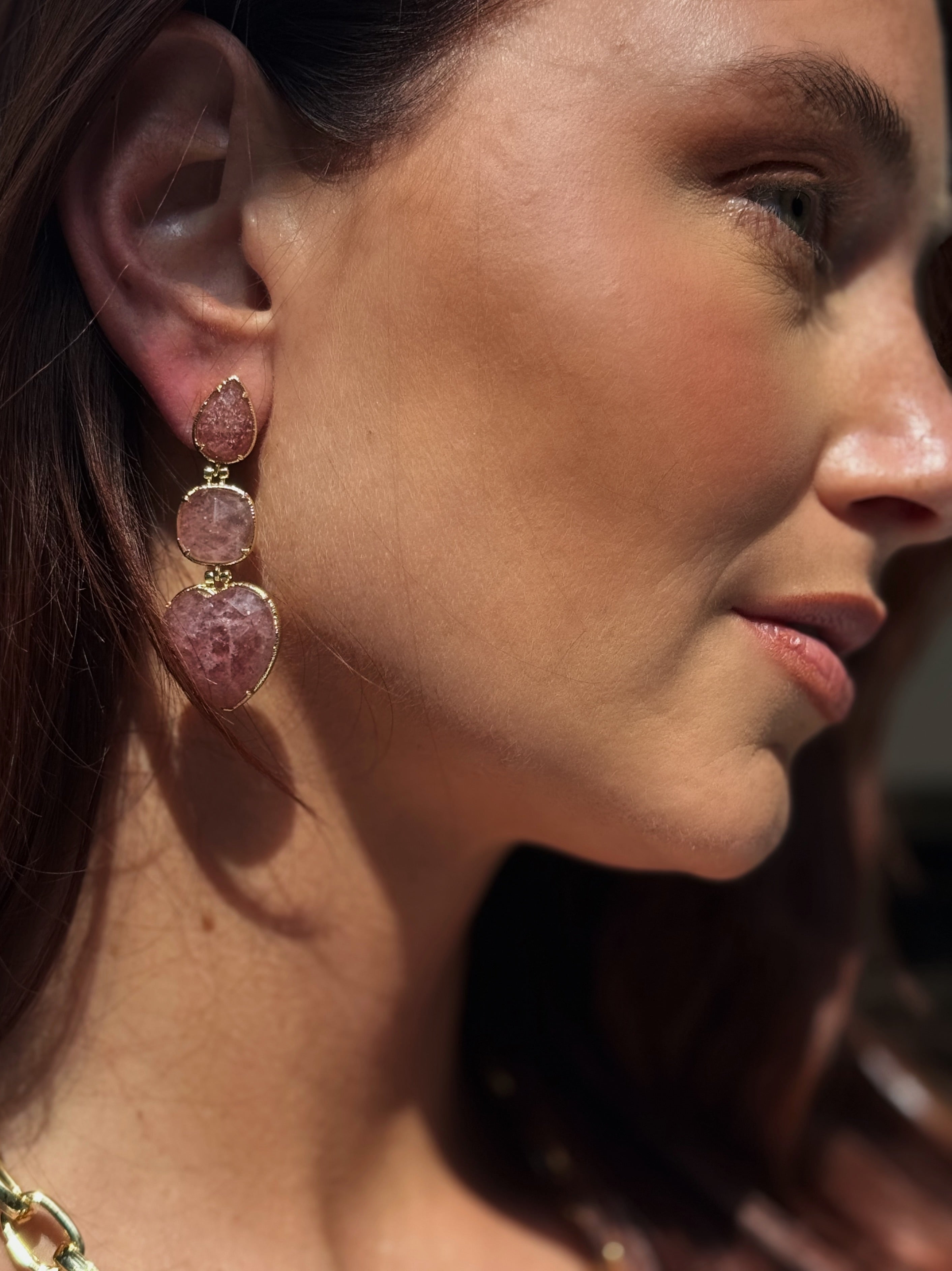 Strawberry Quartz Drop Earrings