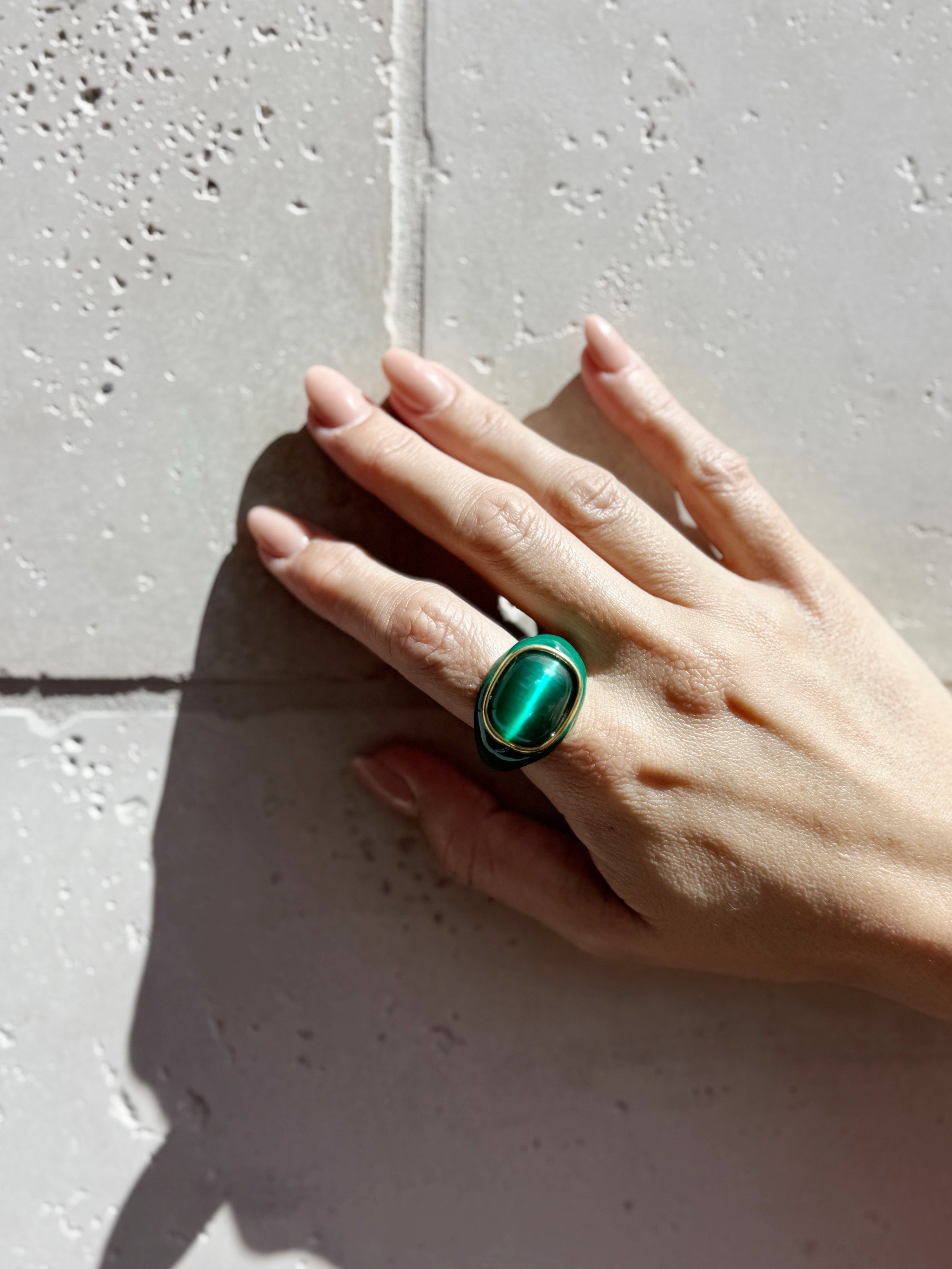 Green Maxi Enamel Ring