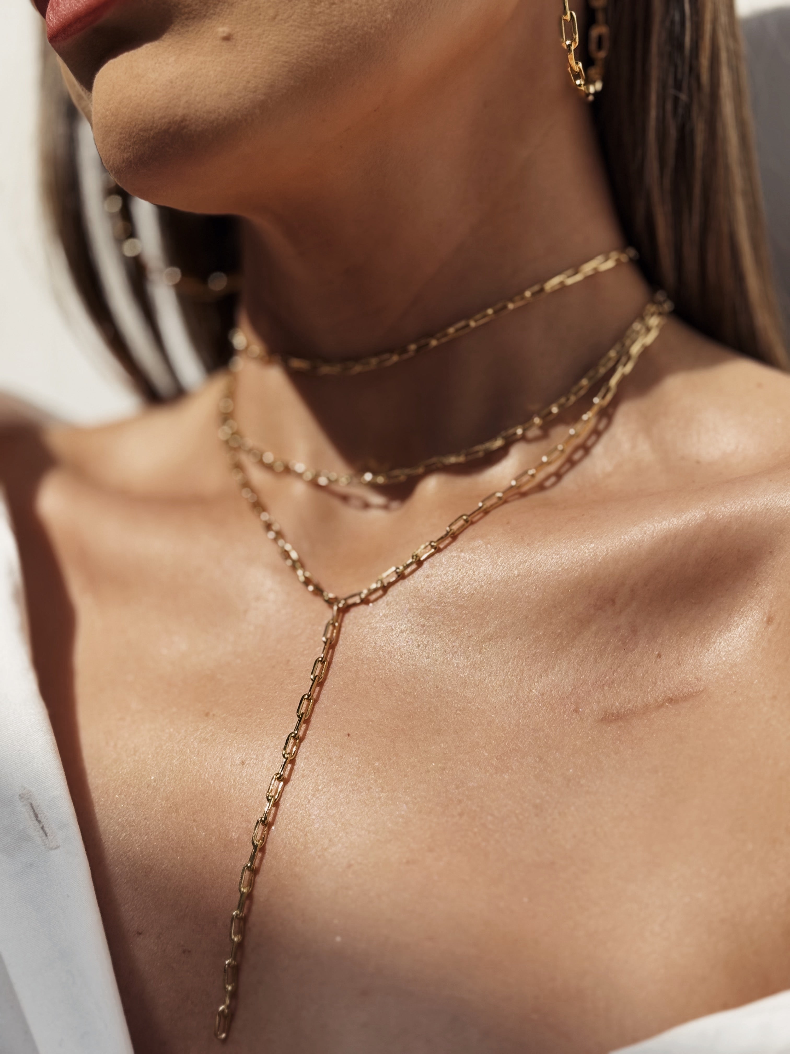 Triple Paperclip Lariat Necklace