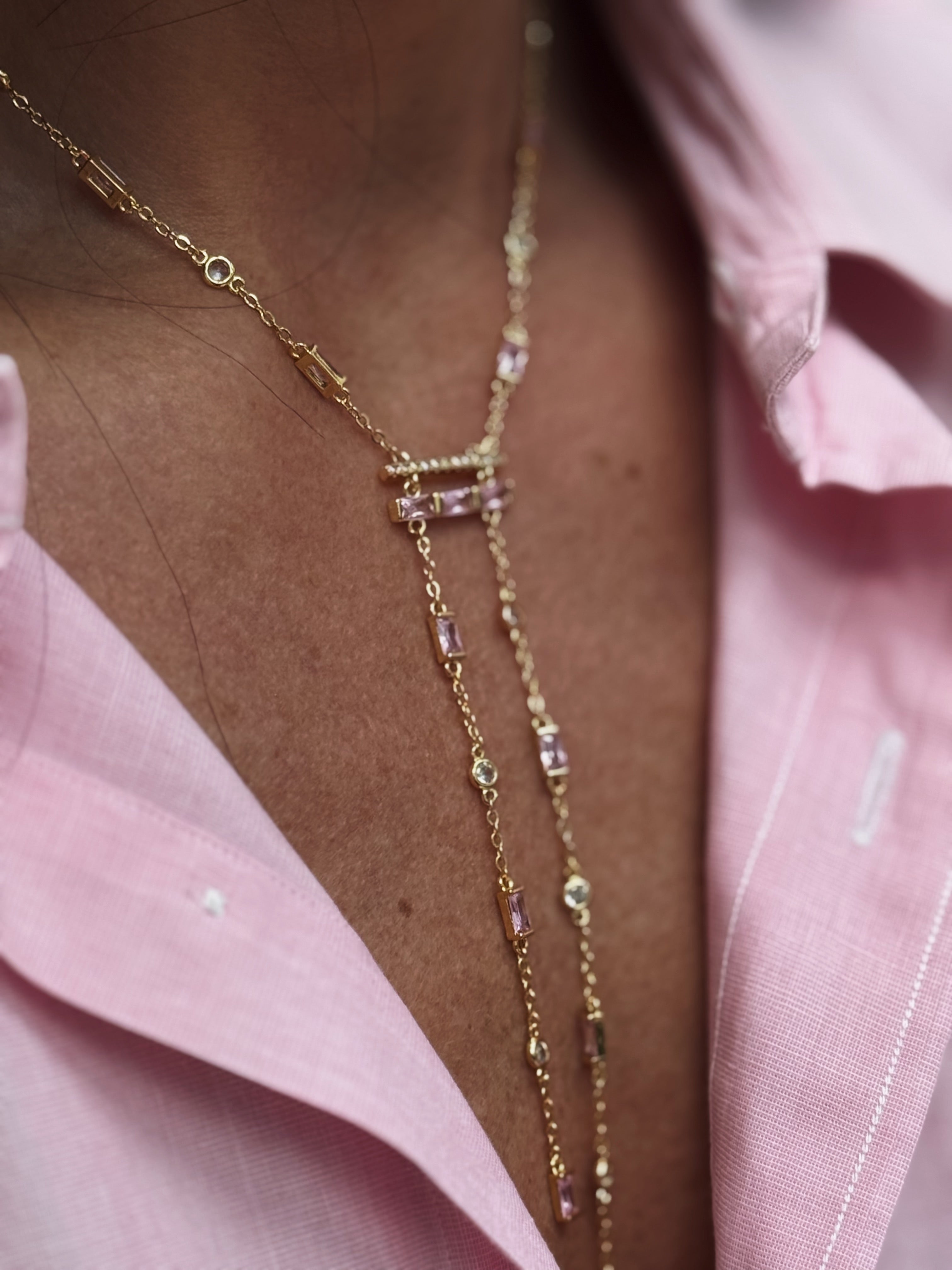 Baguette Double Lariat Necklace