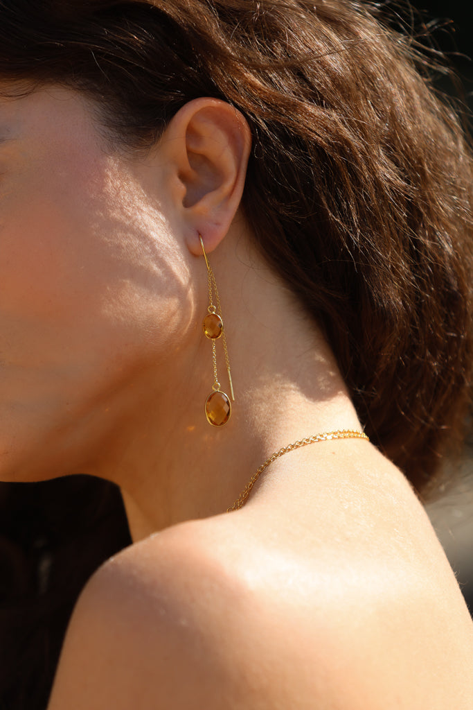 Double Citrine Earrings