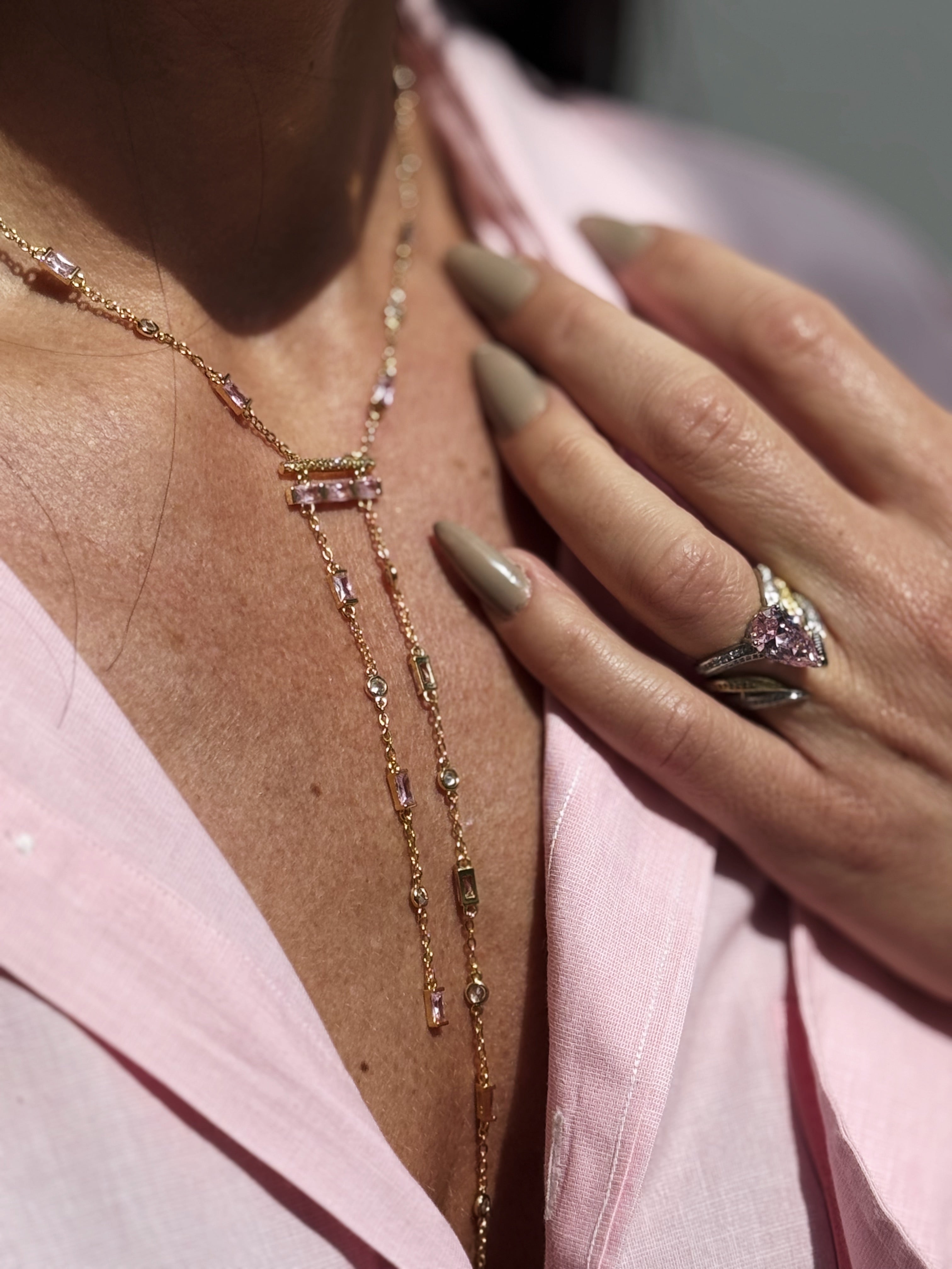 Baguette Double Lariat Necklace