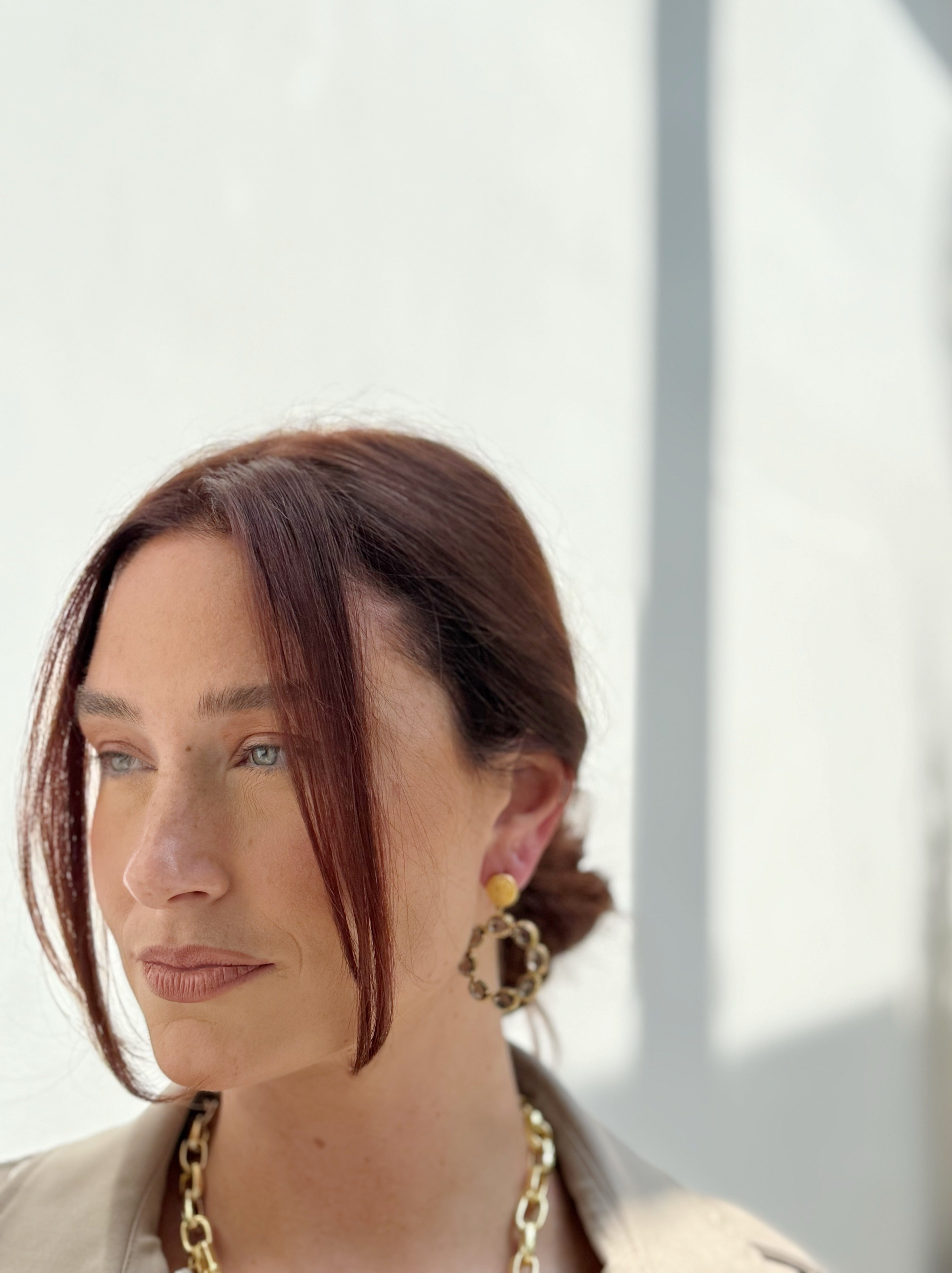 Circle Smoky Quartz Earrings