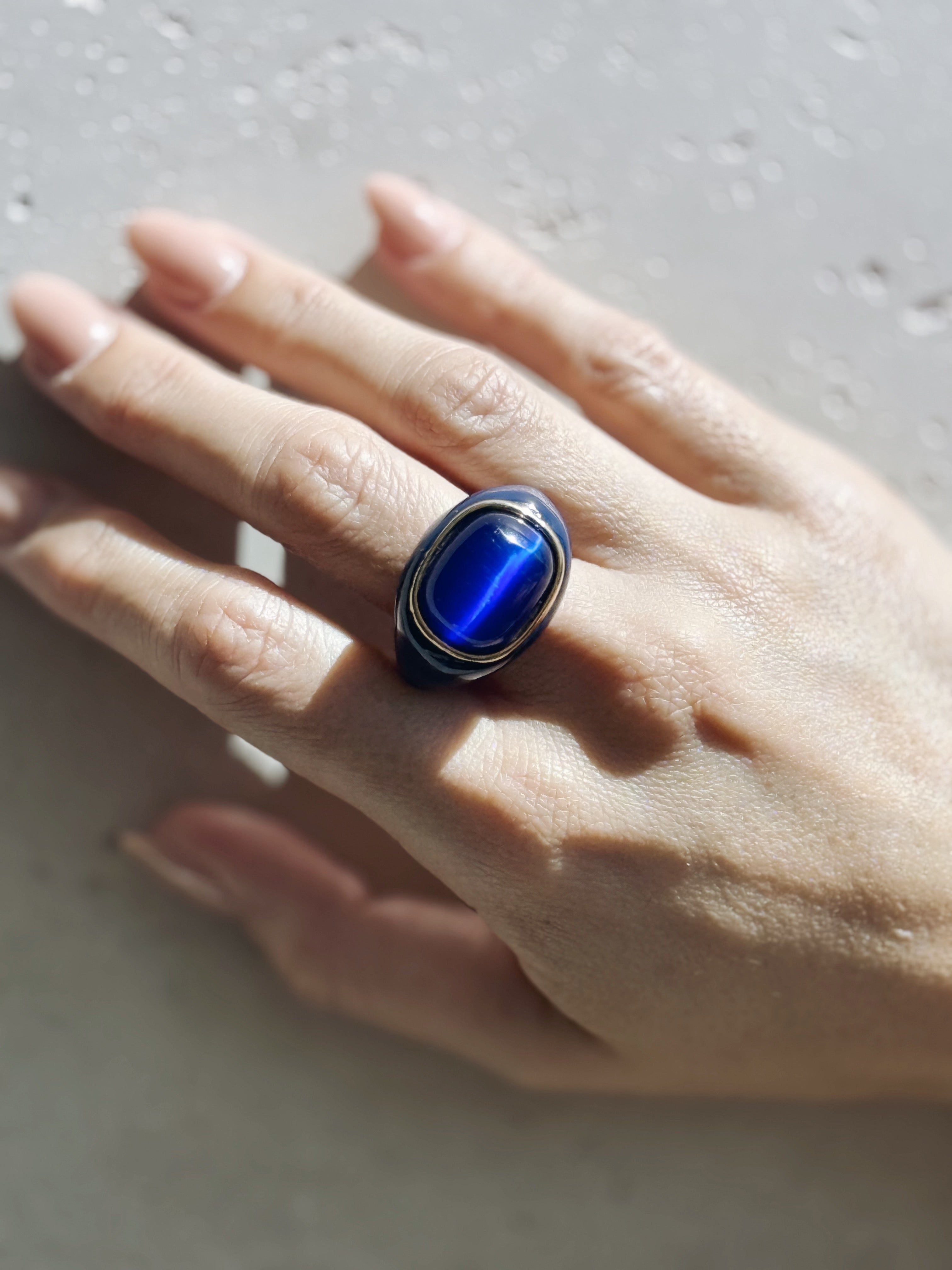 Navy Blue Maxi Enamel Ring