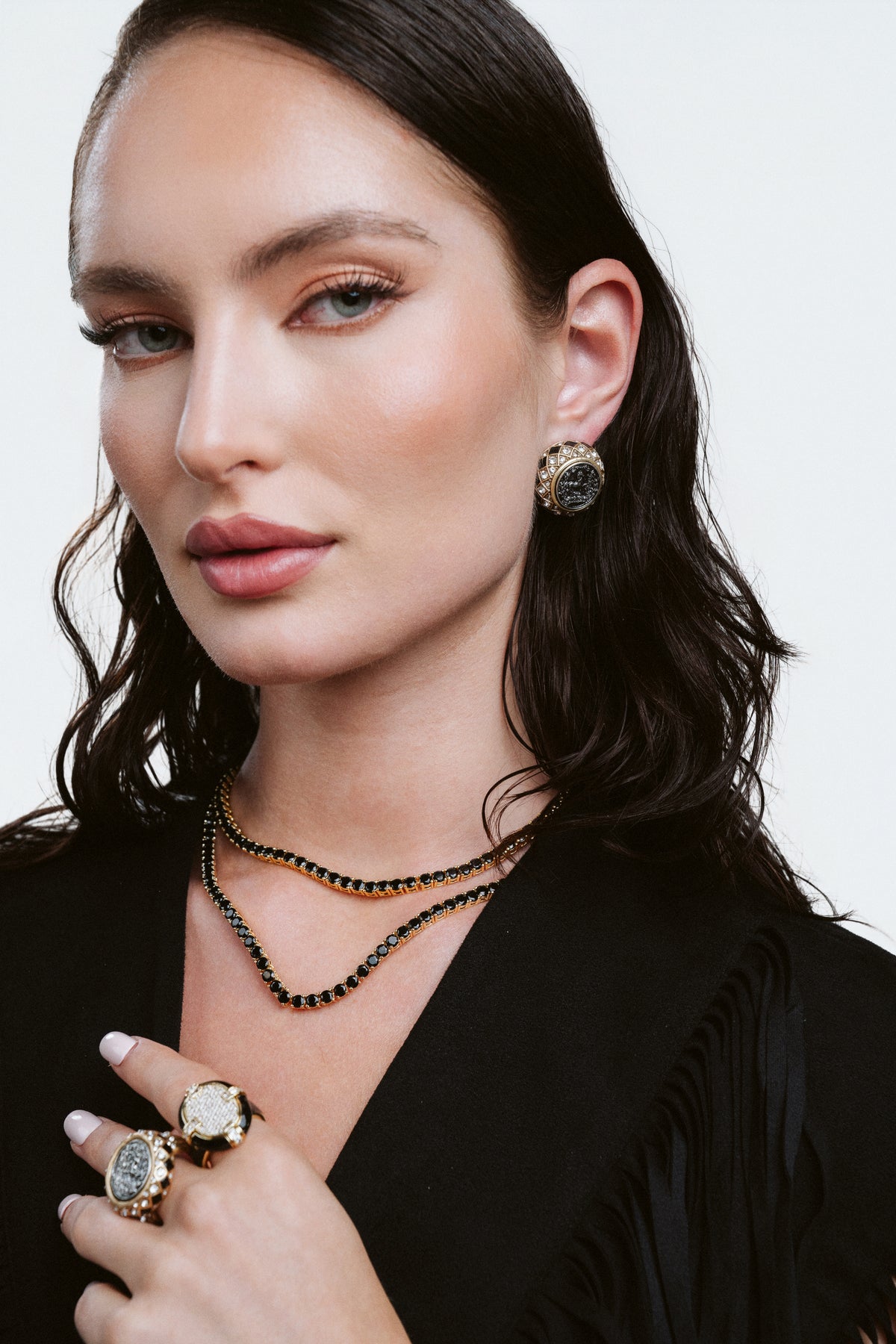 Black Tie Tennis Necklace