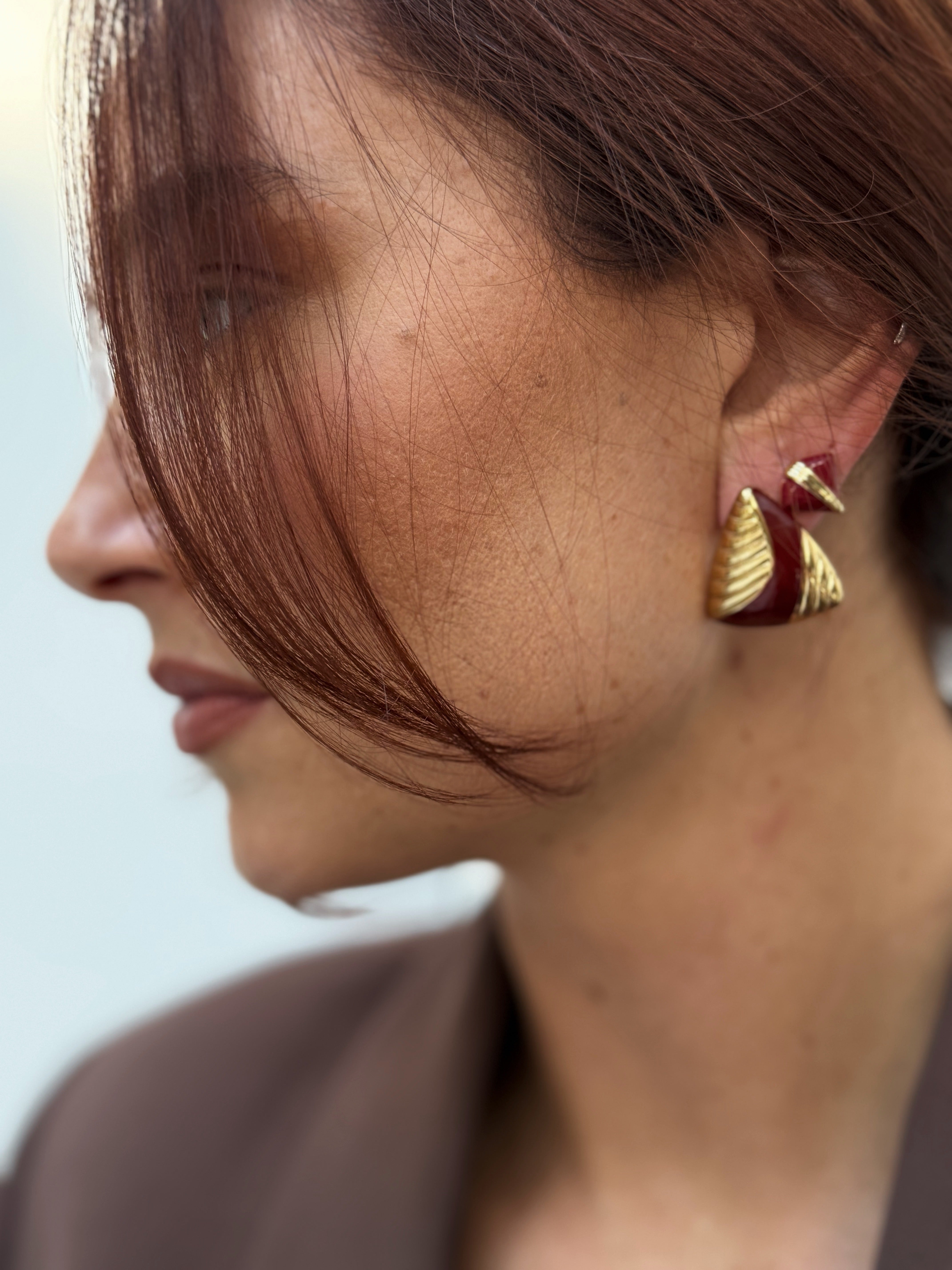 Auburn Triangle Earrings