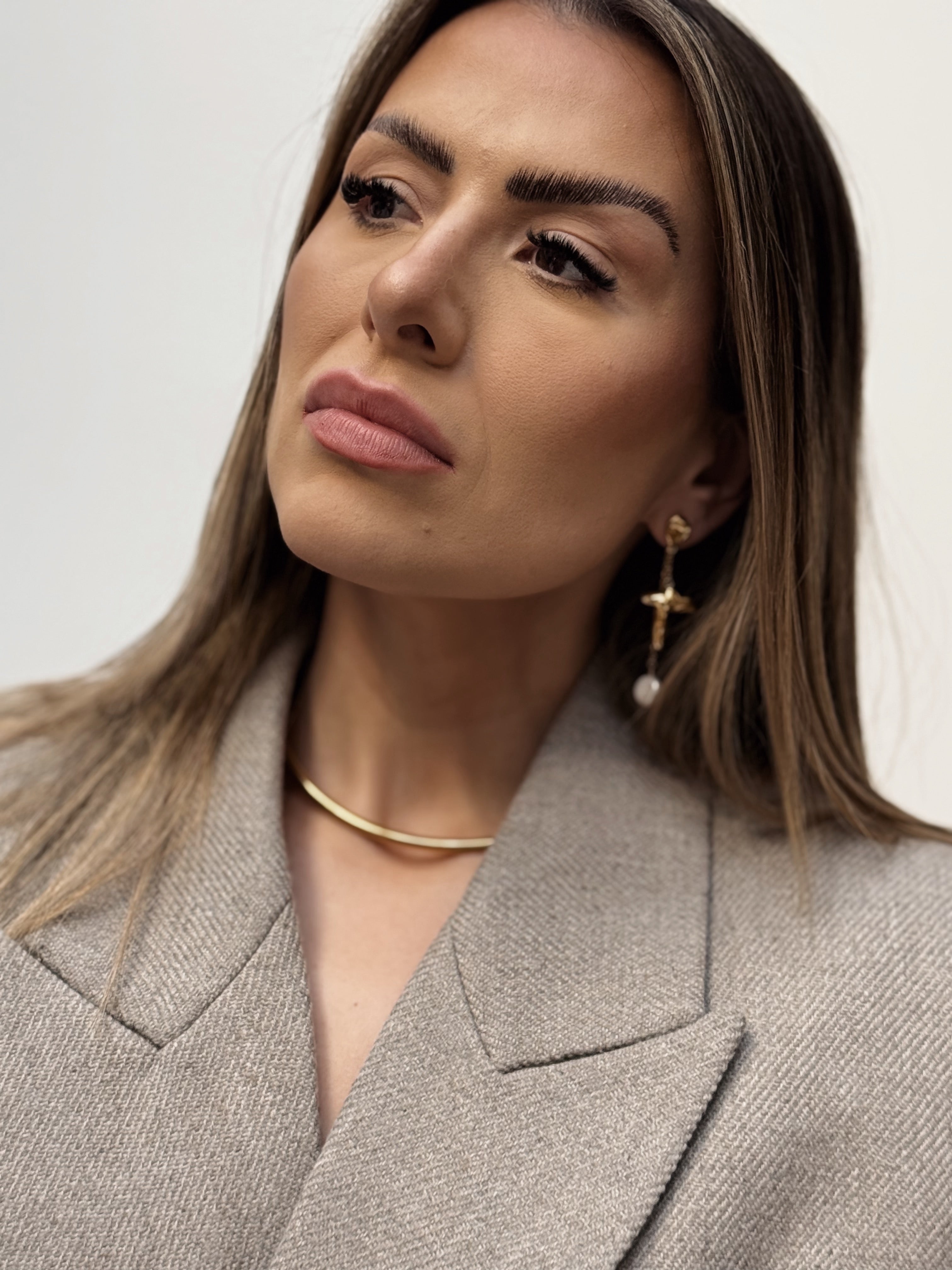 Cross Pearl Dangly Earrings