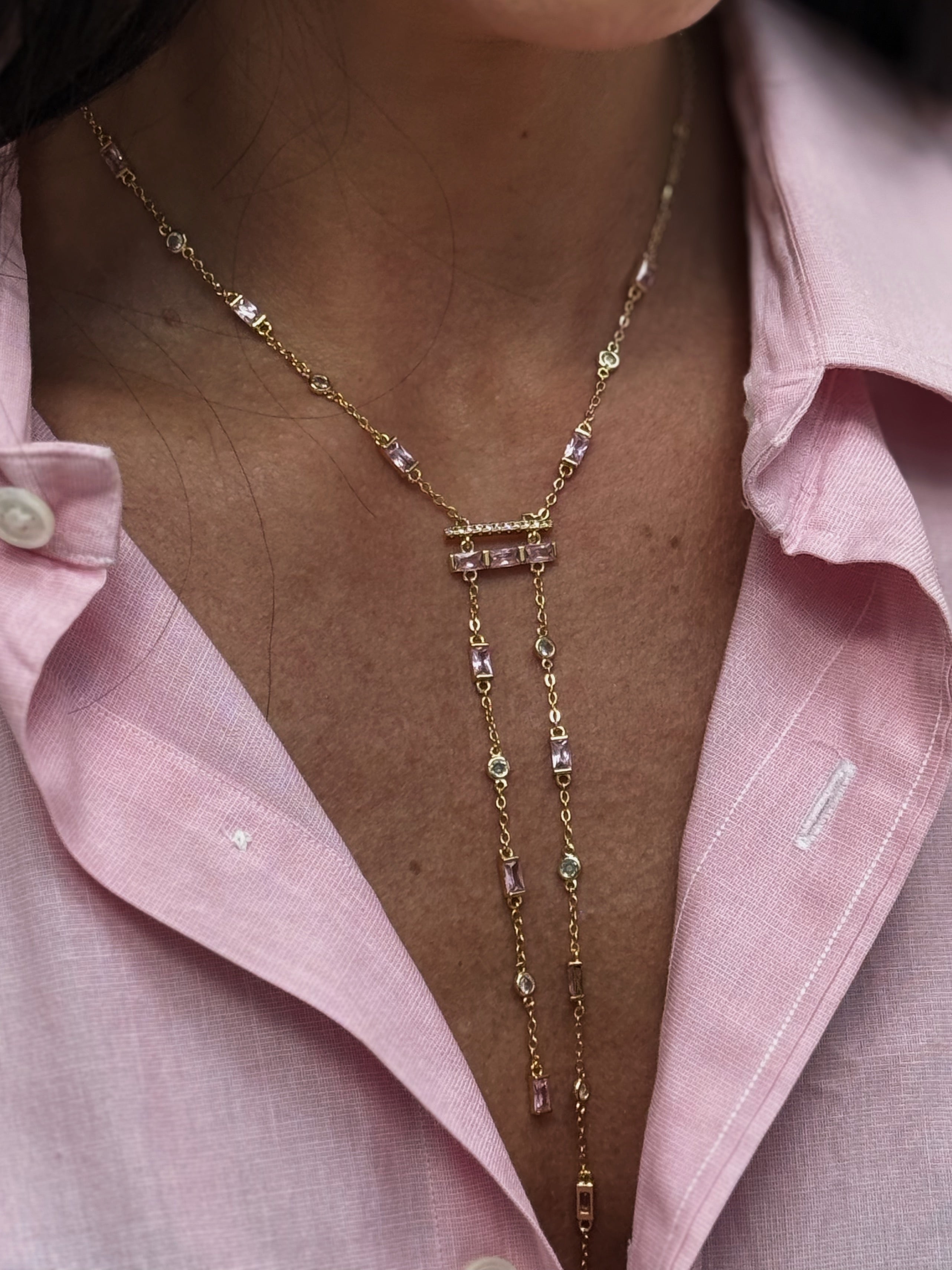 Baguette Double Lariat Necklace