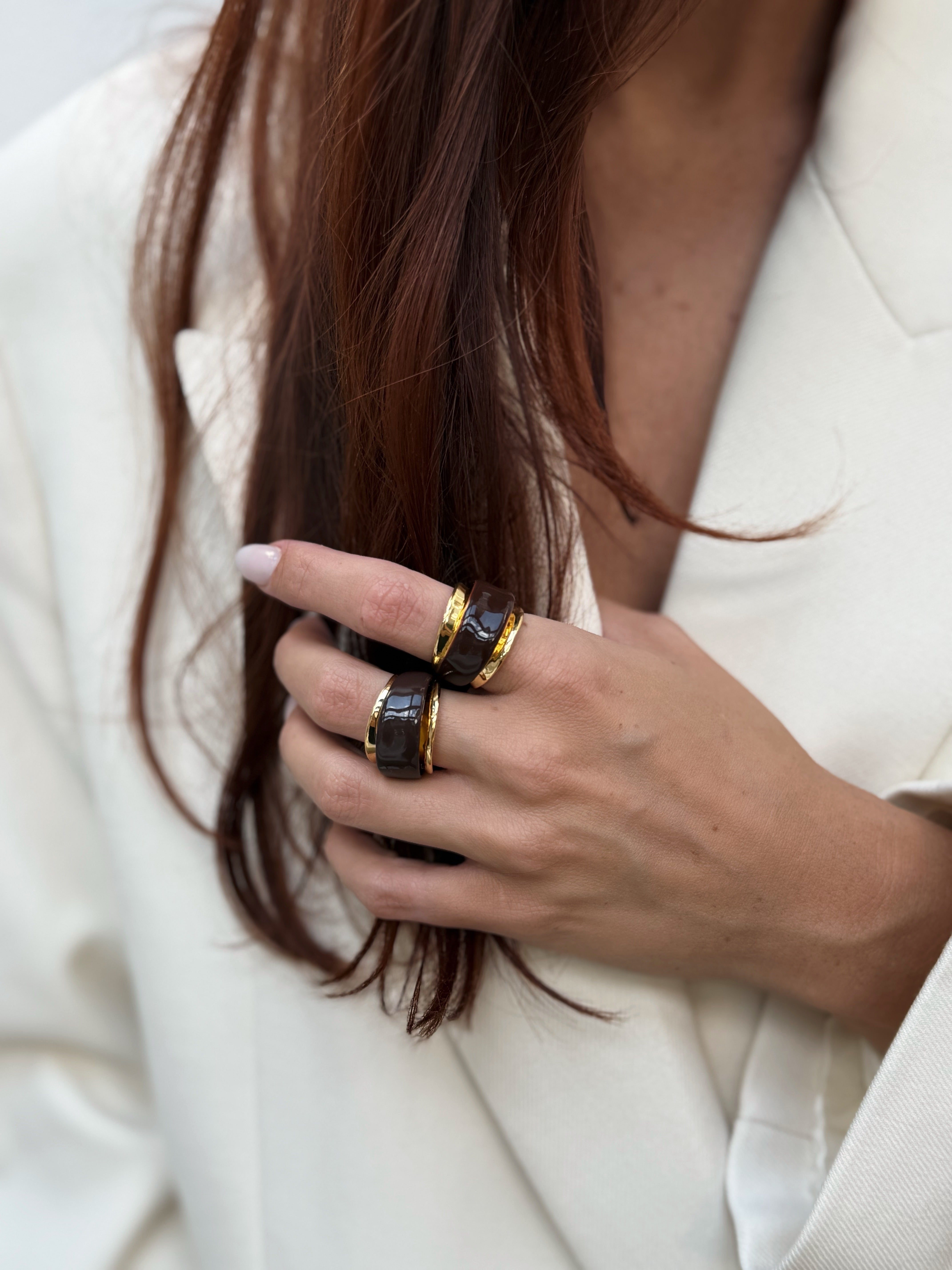 Chestnut Enamel Ring