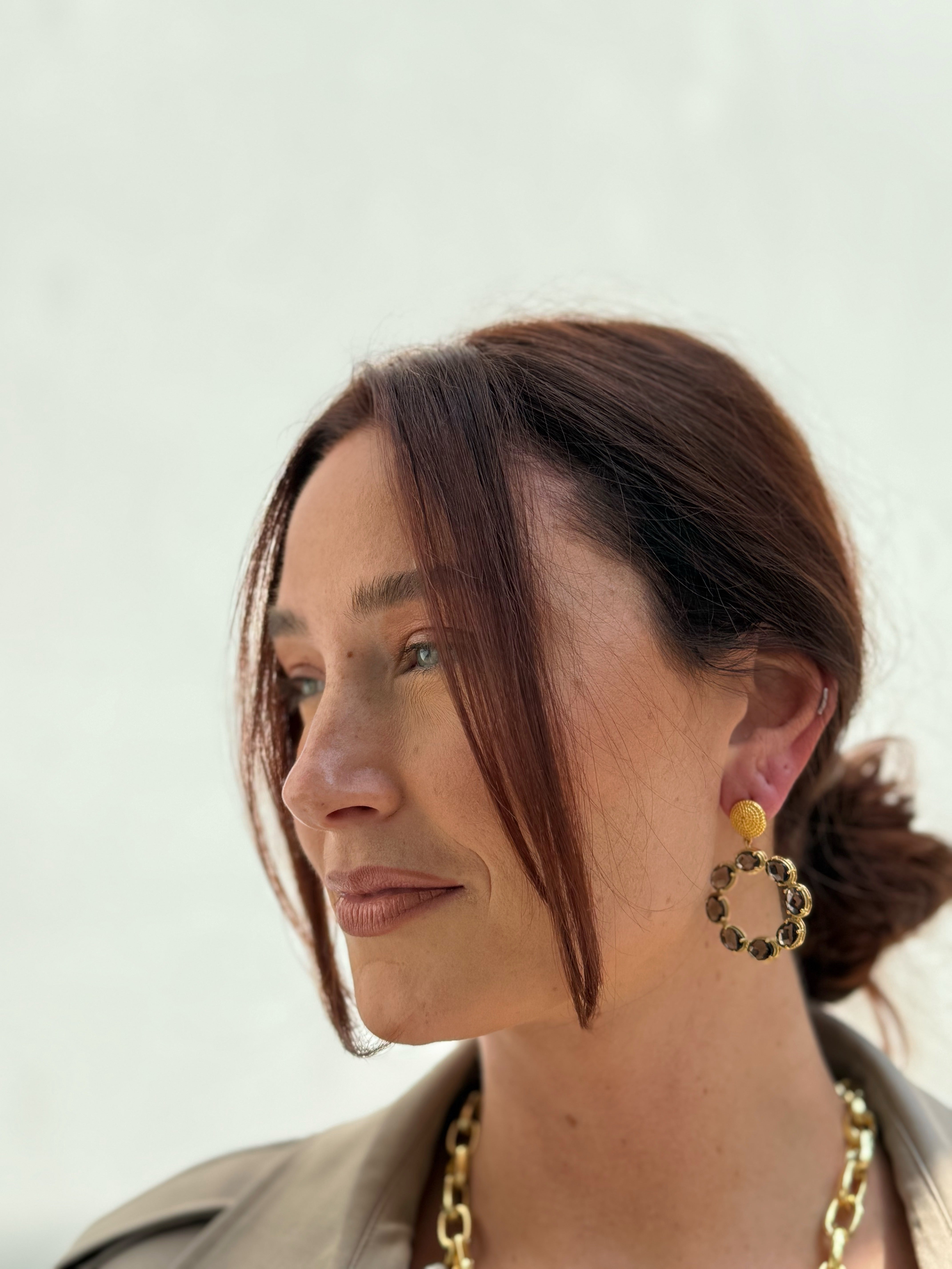 Circle Smoky Quartz Earrings