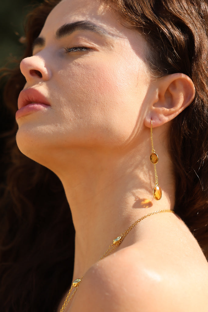 Double Citrine Earrings