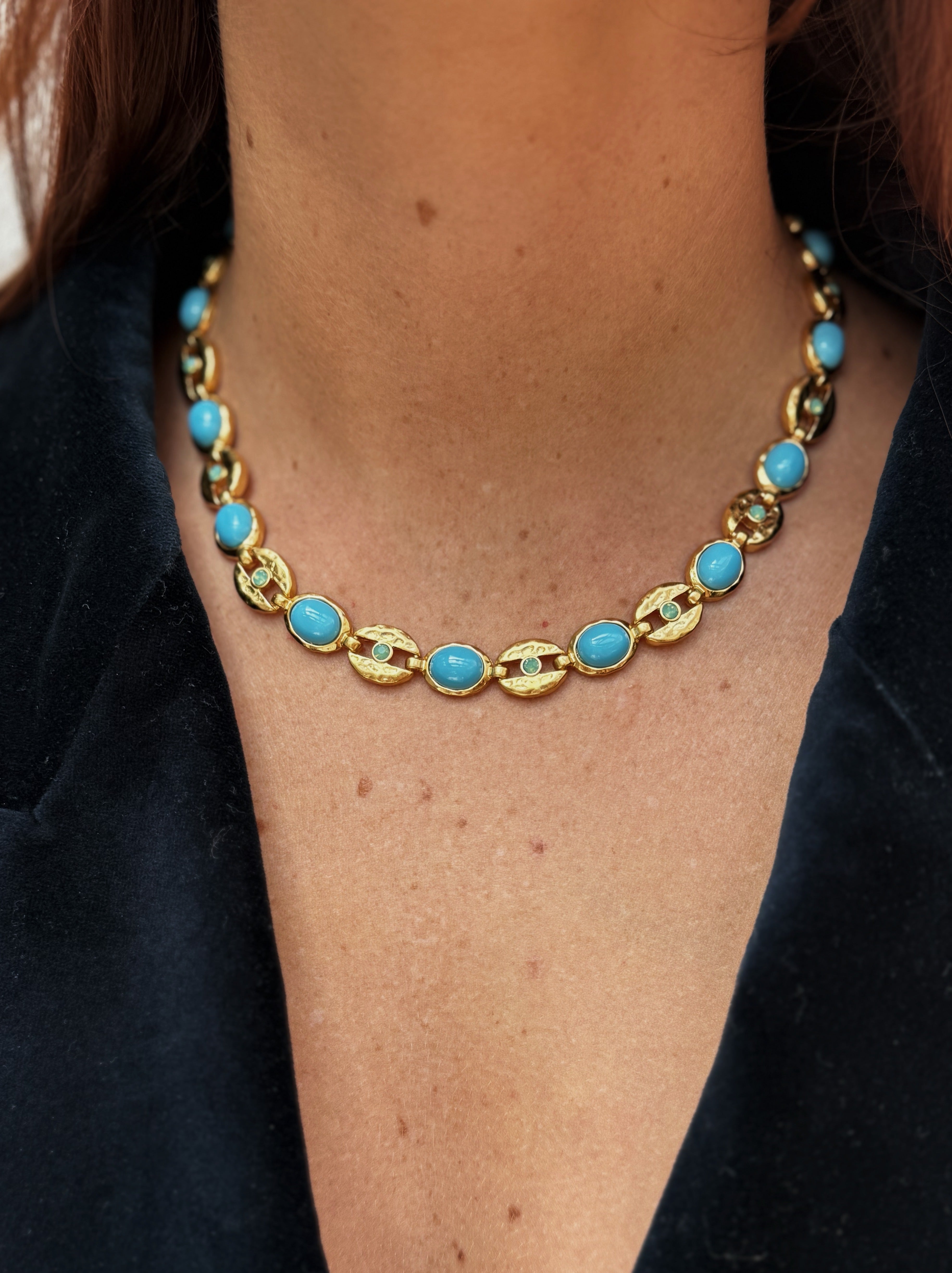 Stone Drop Chain Necklace