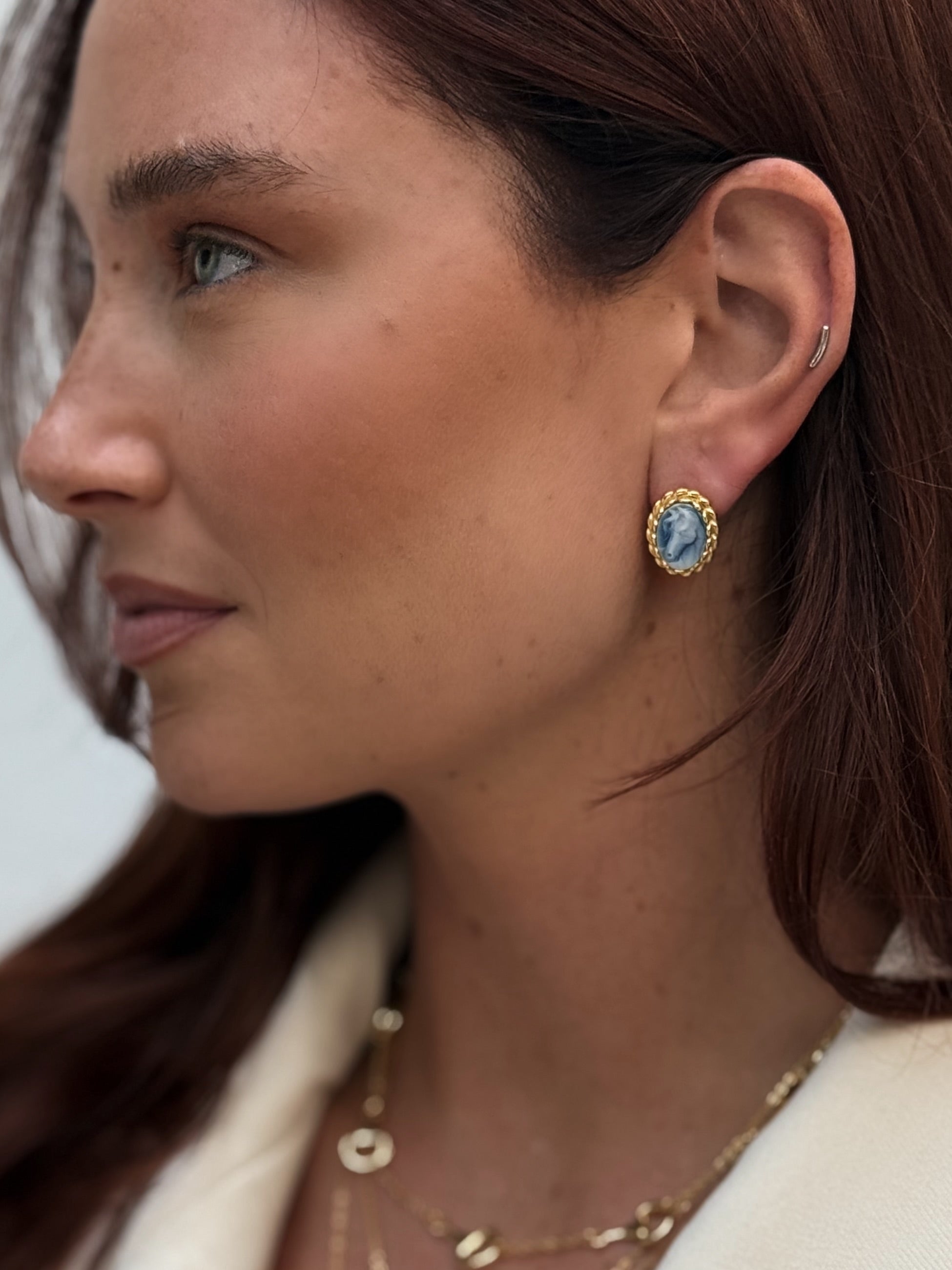Horse Cameo Studs
