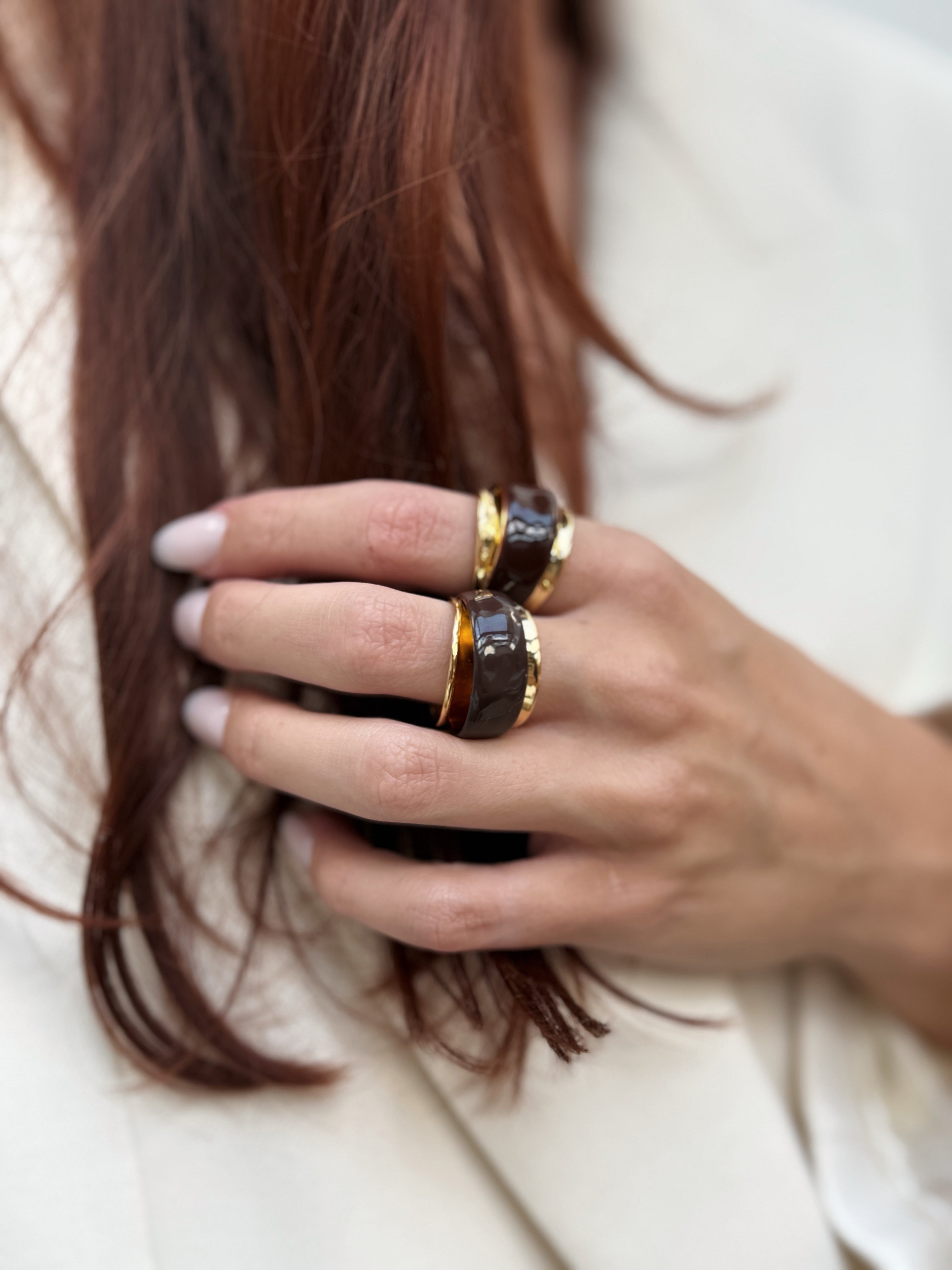 Chestnut Enamel Ring