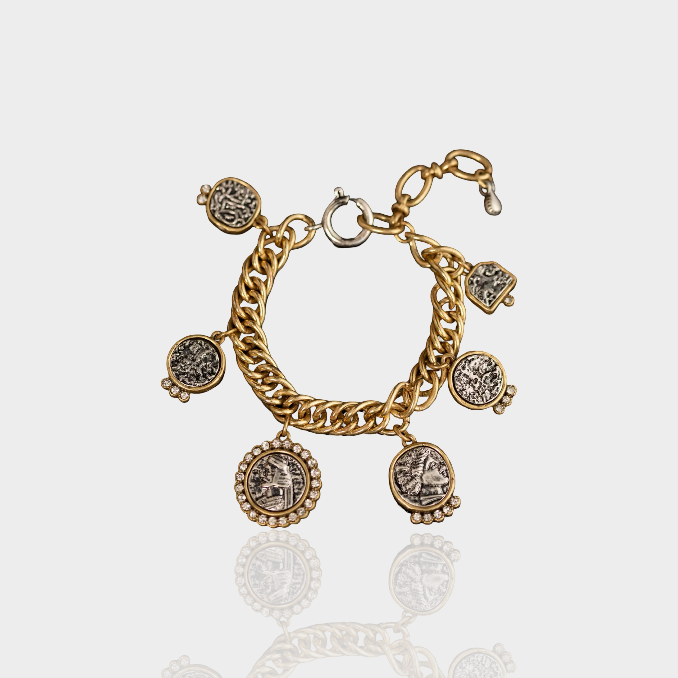 Brushed Coin Charm Bracelet