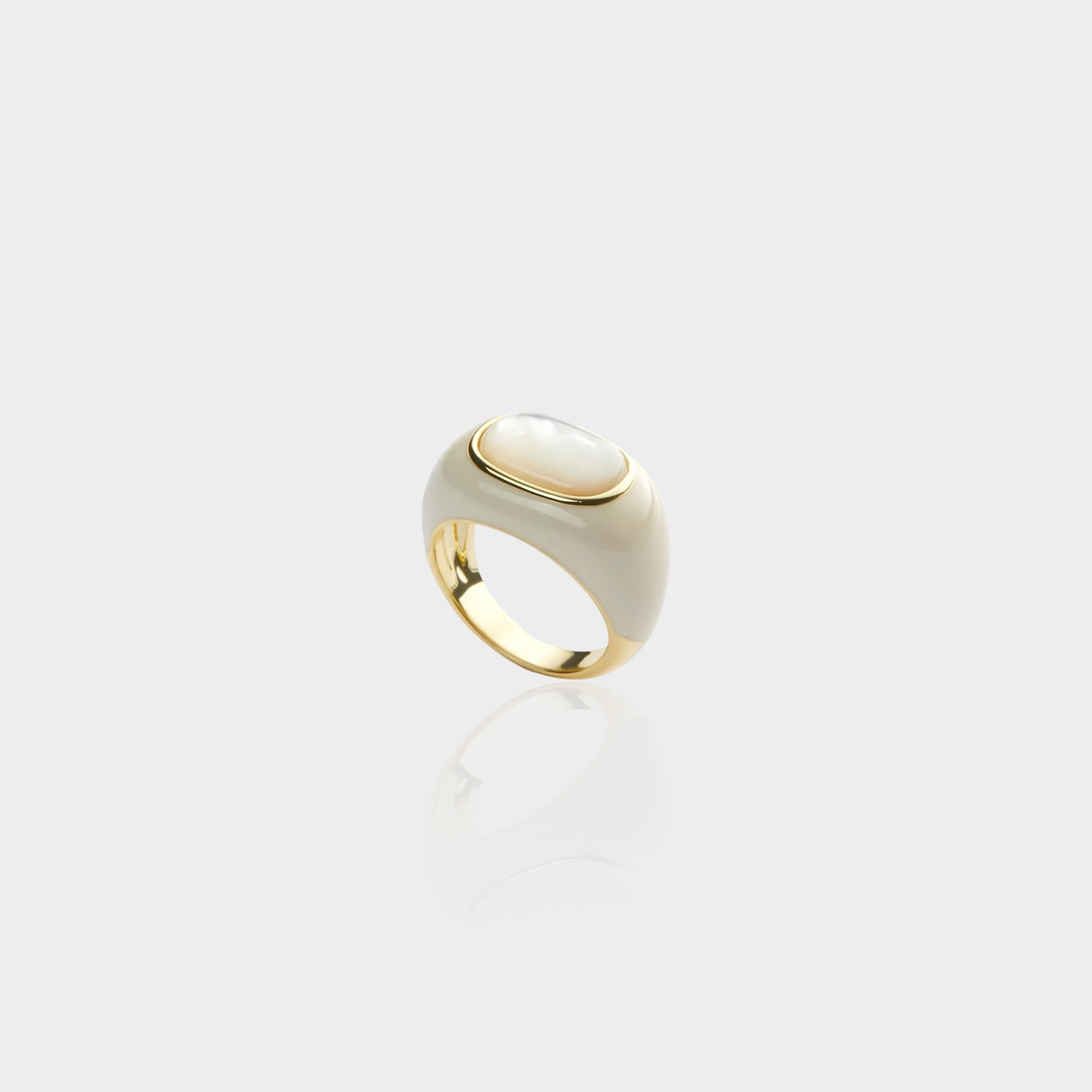 Ivory Enamel Pearl Ring
