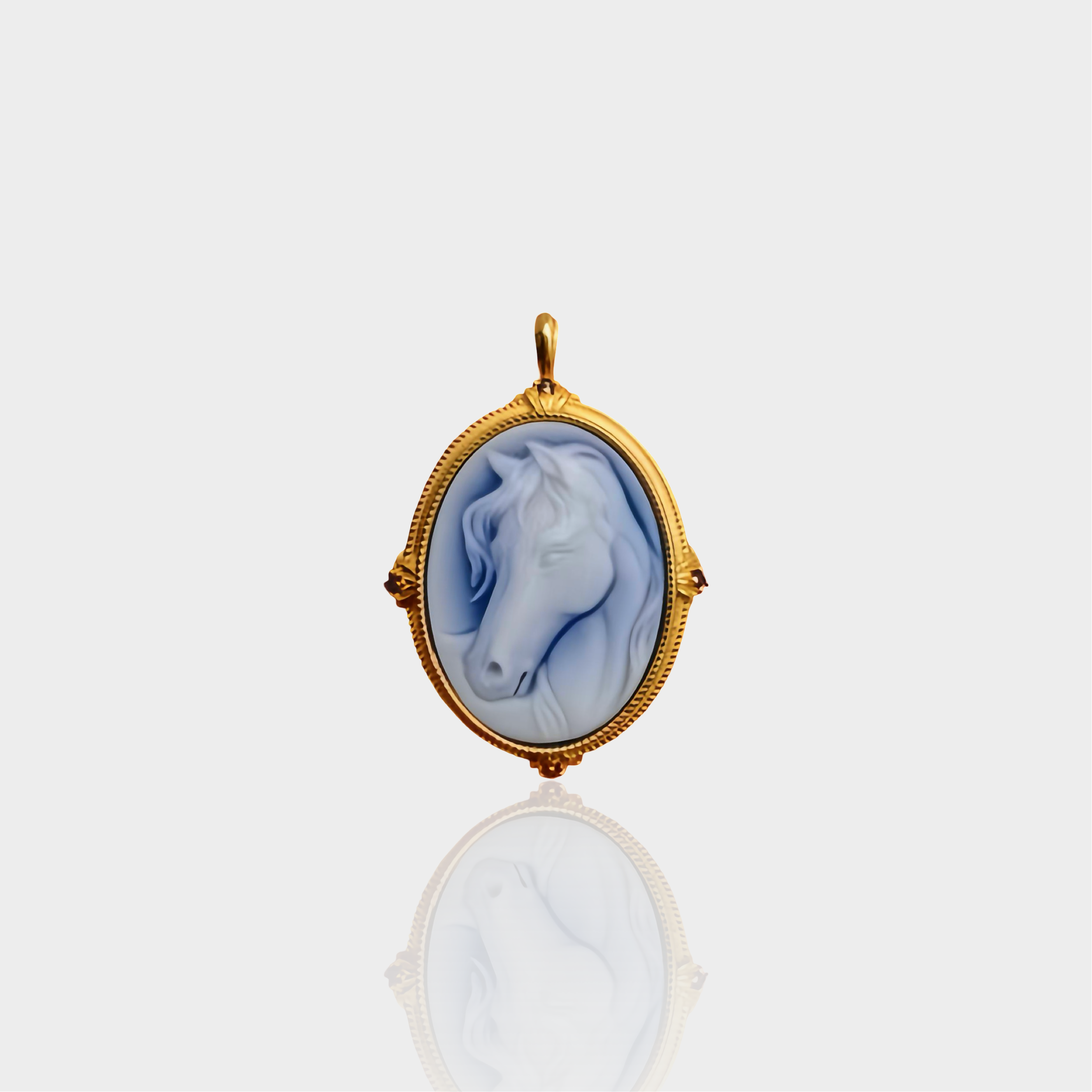 Horse Agate Cameo Necklace