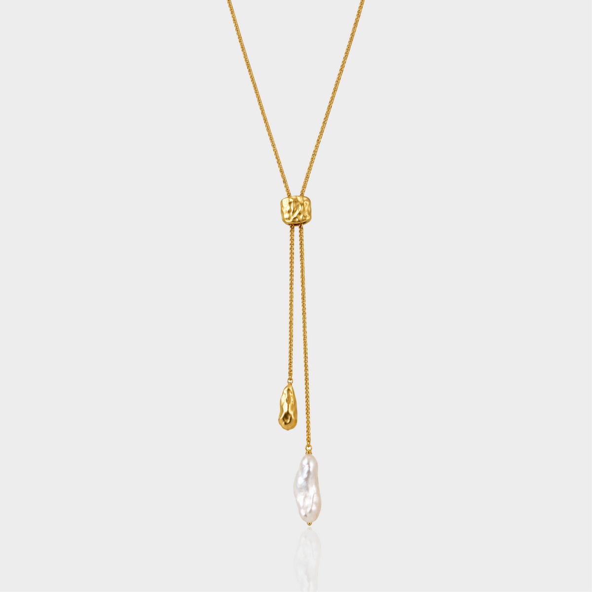 Brushed Gold Bolo Tie Necklace