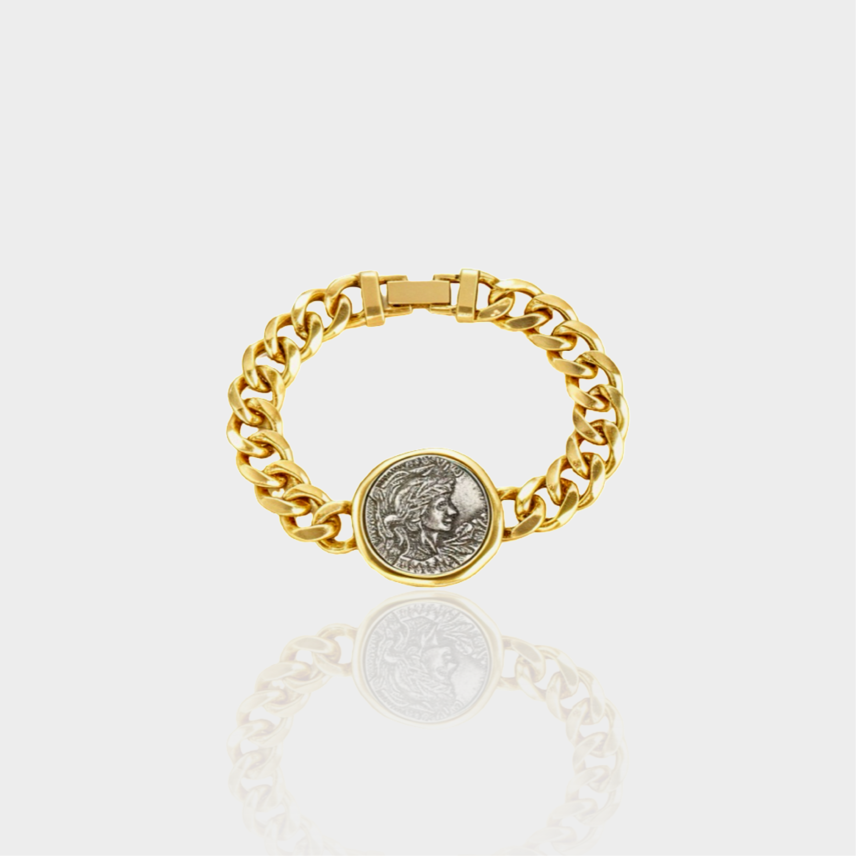 Brushed Cuban Chain Coin Bracelet