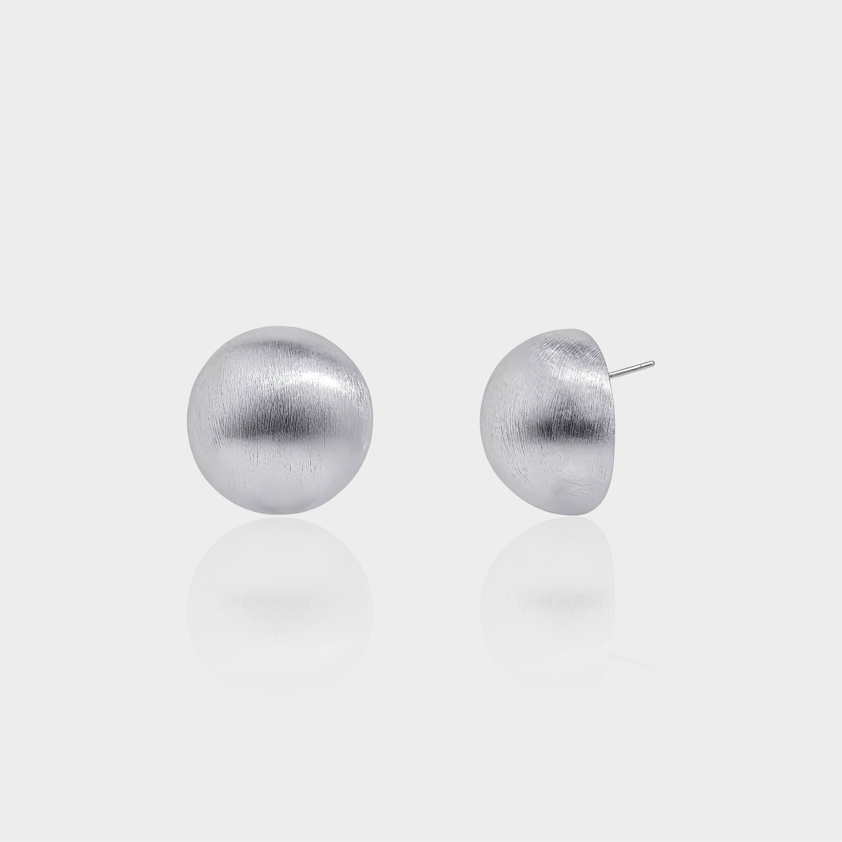Brushed Button Stud Earrings