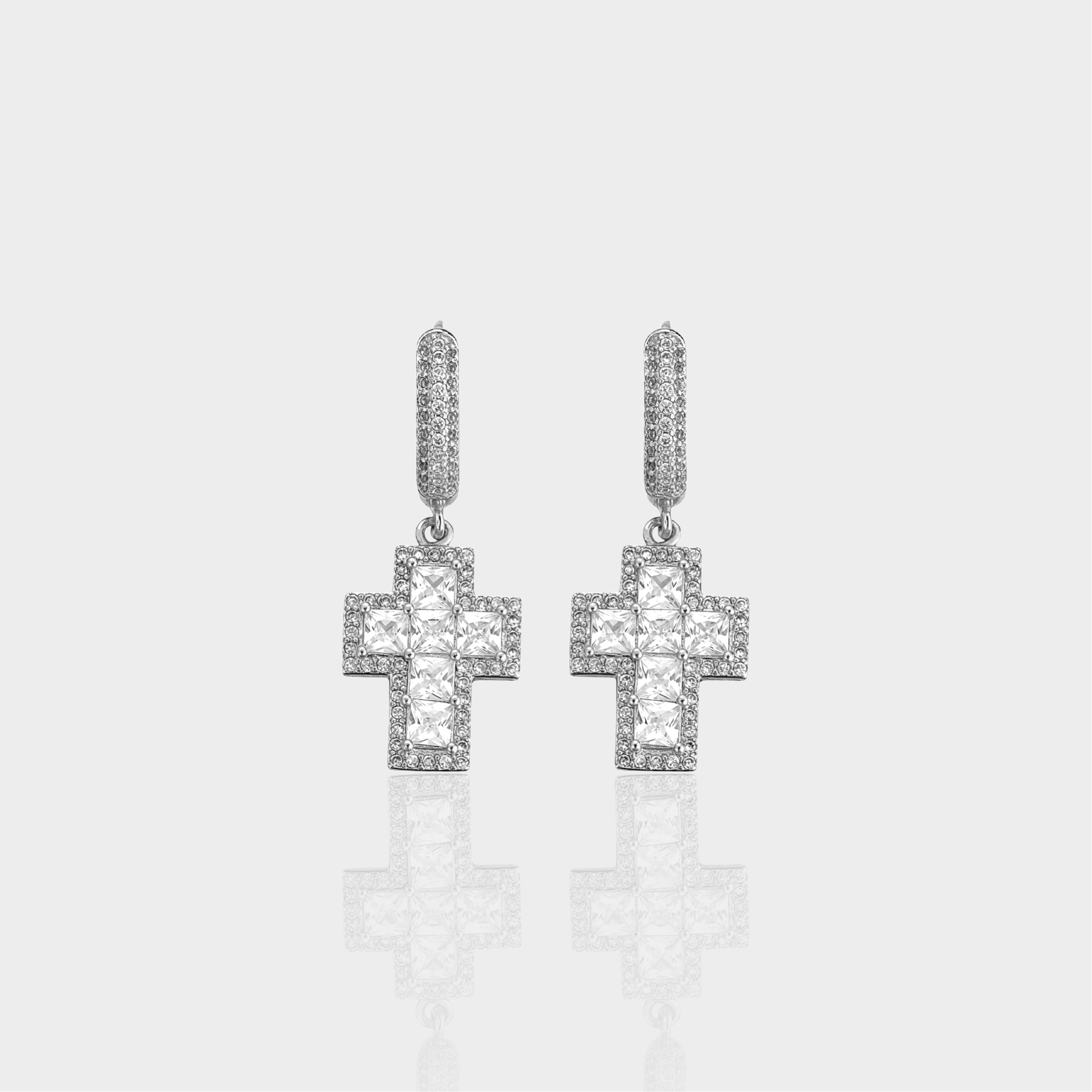 Frosted Cross Earrings