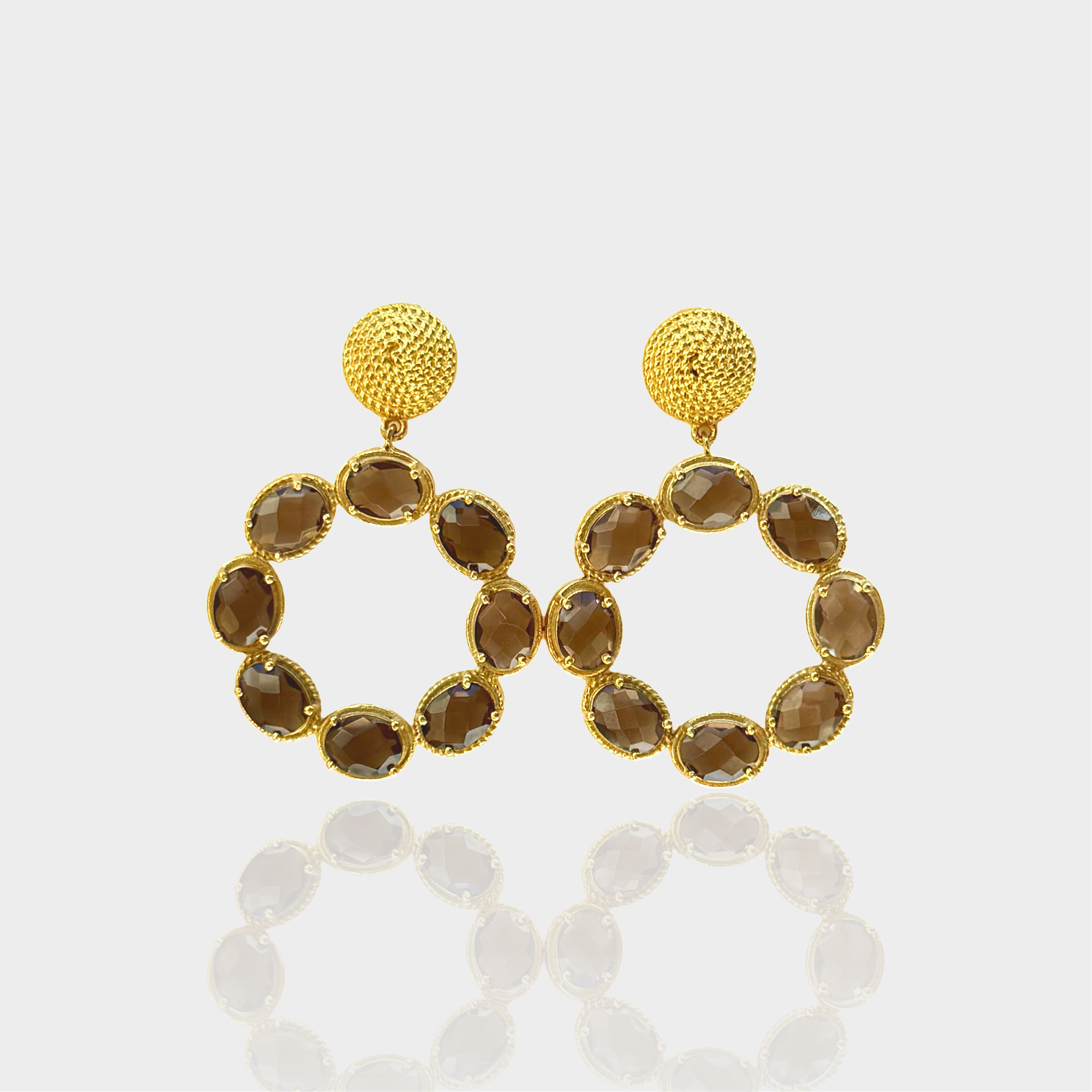 Circle Smoky Quartz Earrings